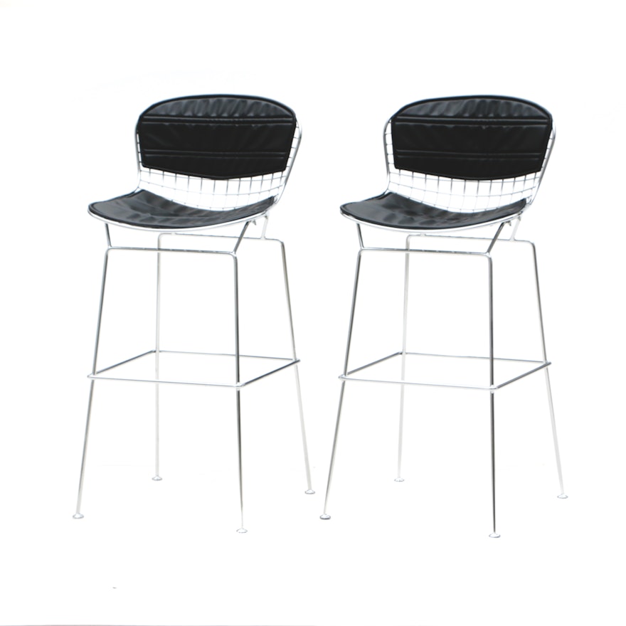 Pair of Contemporary Bertoia Style Counter Stools
