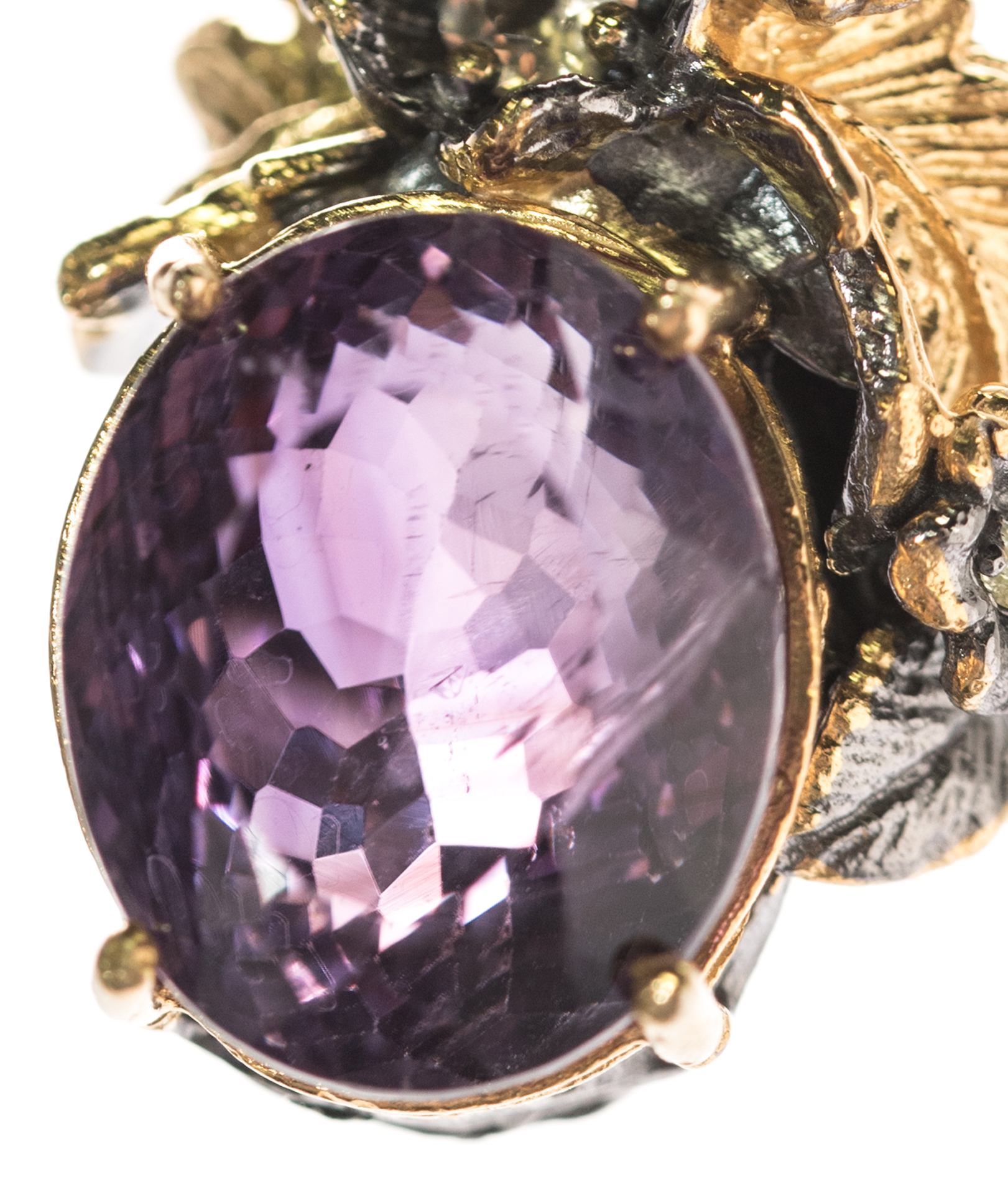 Sterling Silver, 11.35 CT Amethyst, Garnet, and Quartz Ring