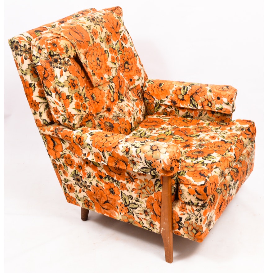 Vintage Mid-Century Floral Upholstered Armchair by Norwalk Furniture