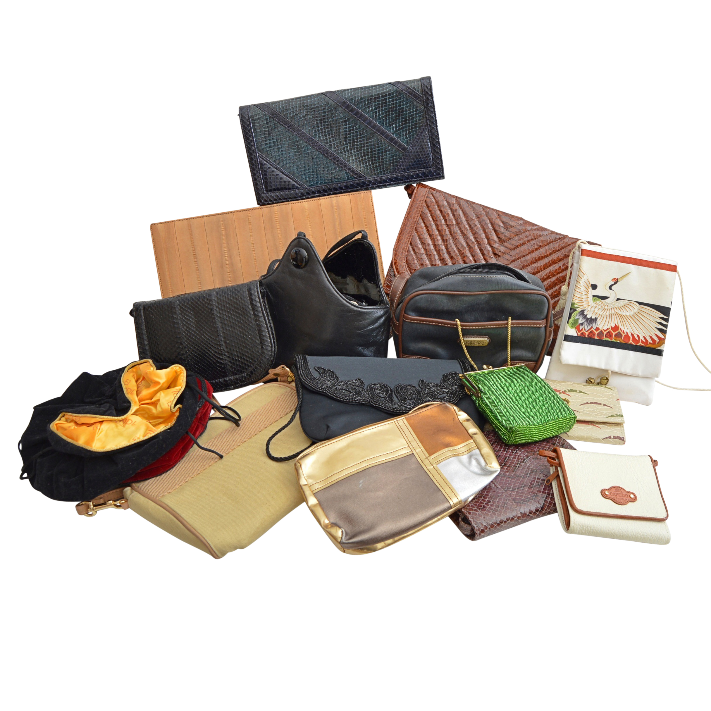 Vintage Handbags with Beaded, Eel Skin, Snakeskin