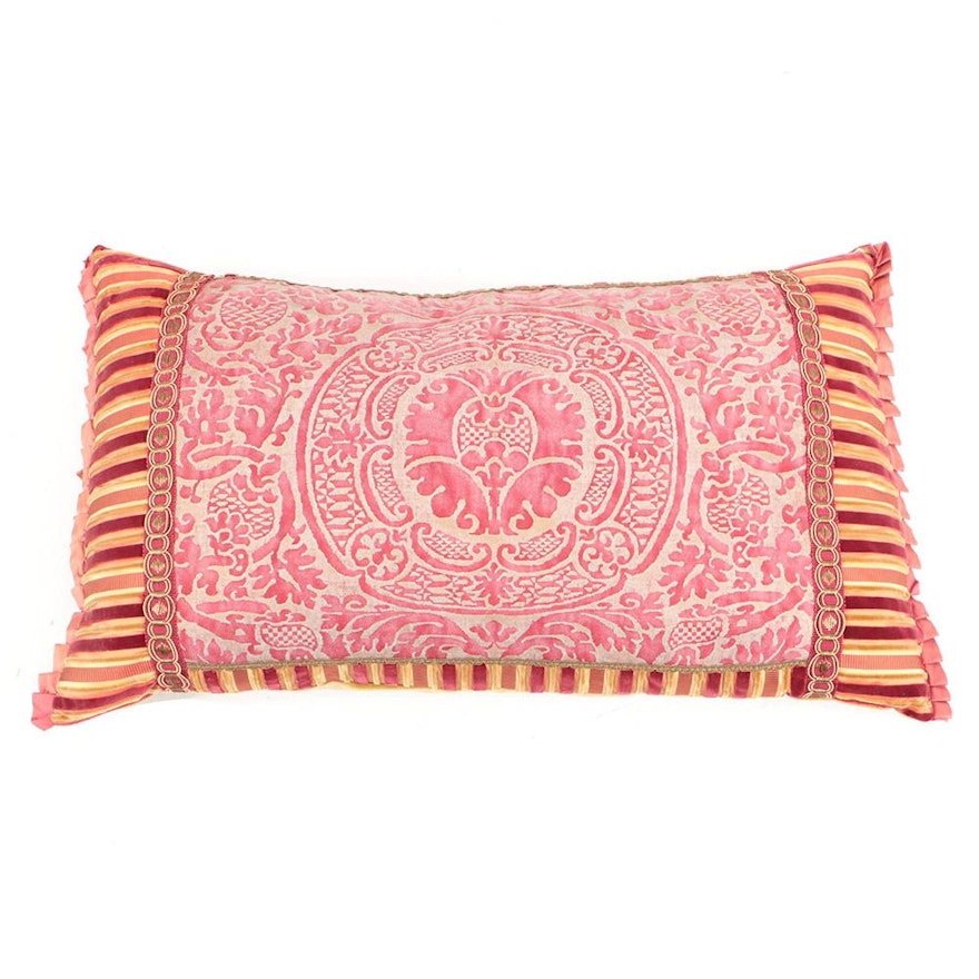 Custom Designed Decorative Pillow in Italian Fortuny "Orsini" Fabric