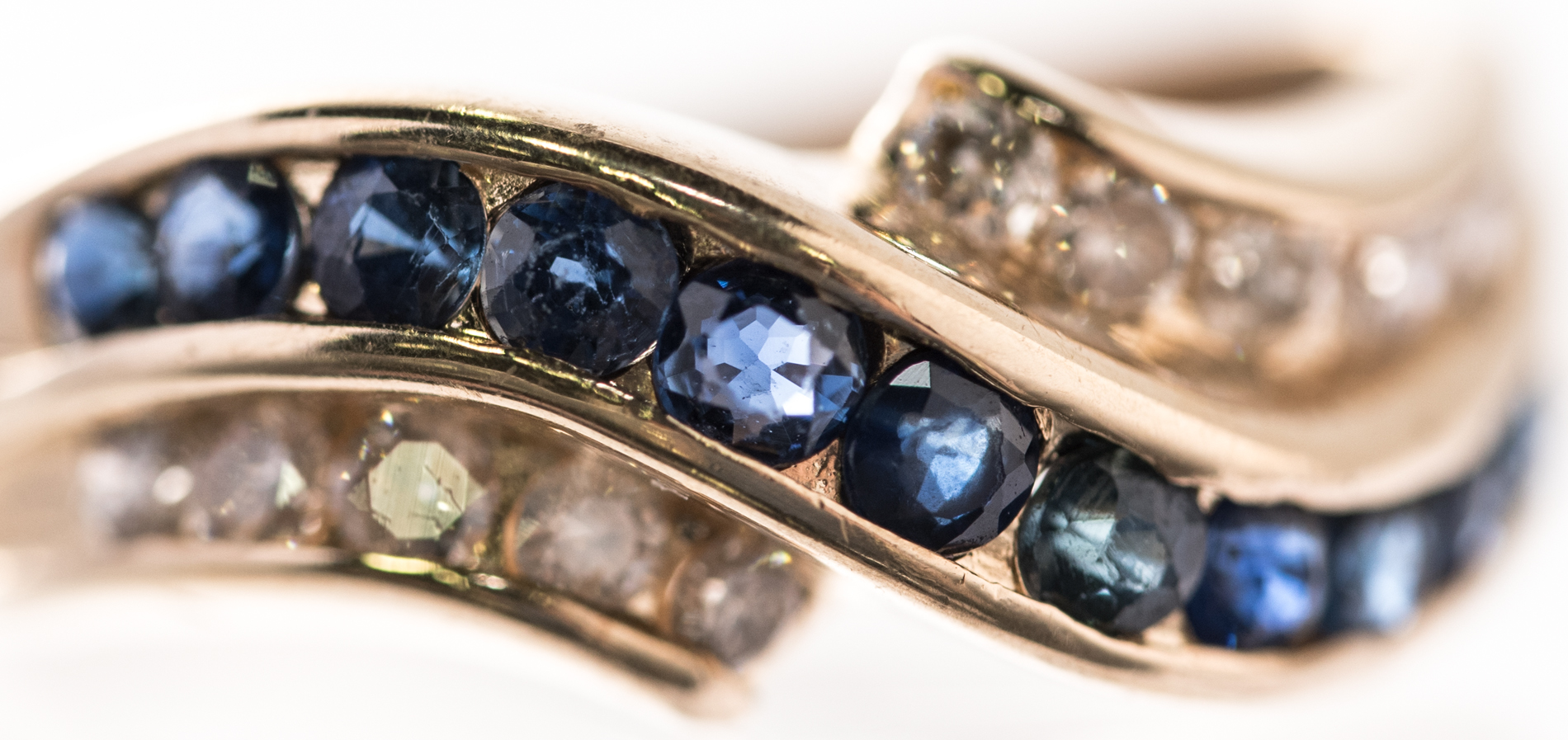 14K Yellow Gold, 1.00 CTW Sapphire, and Diamond Channel Set Ring