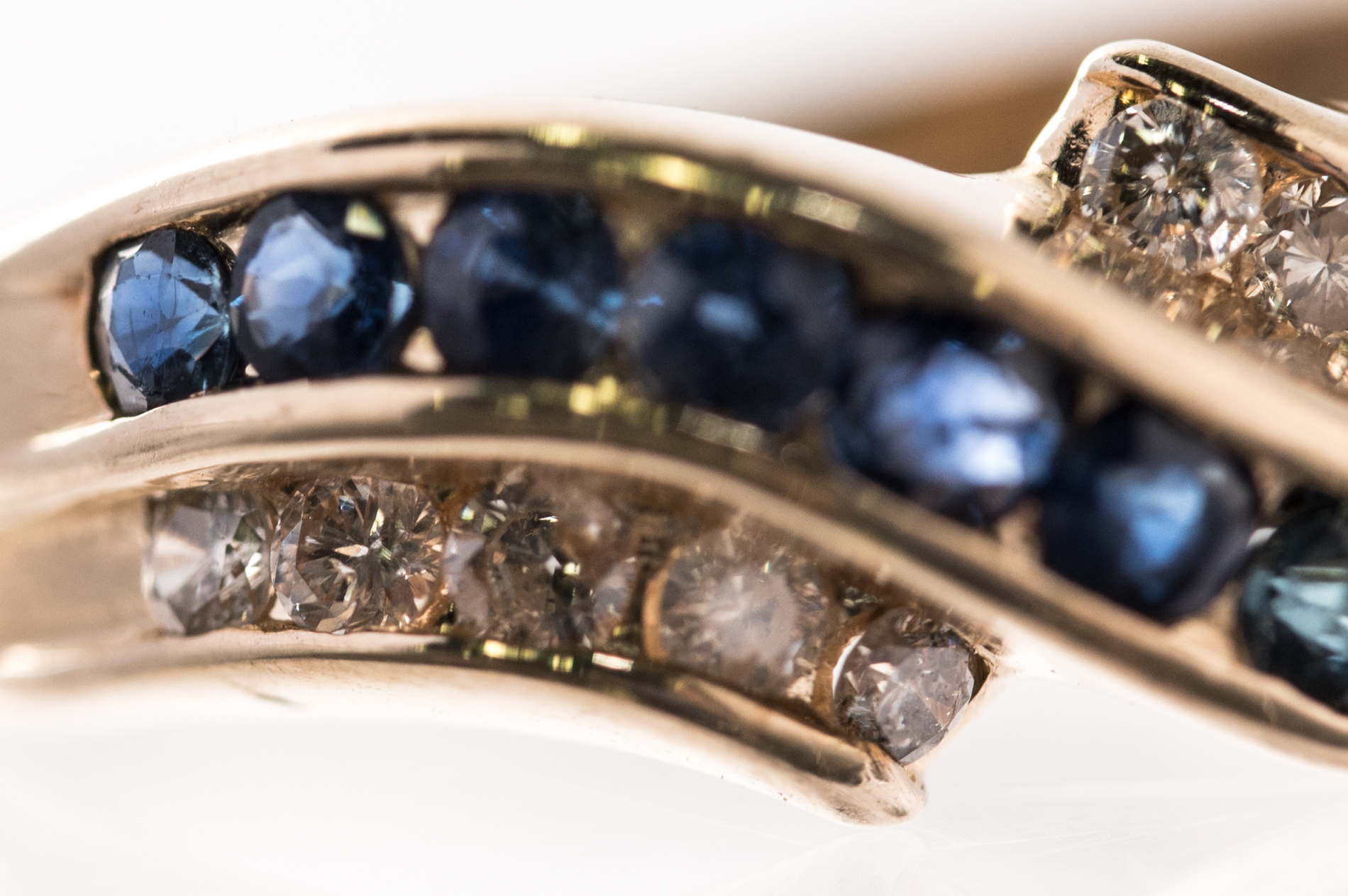14K Yellow Gold, 1.00 CTW Sapphire, and Diamond Channel Set Ring