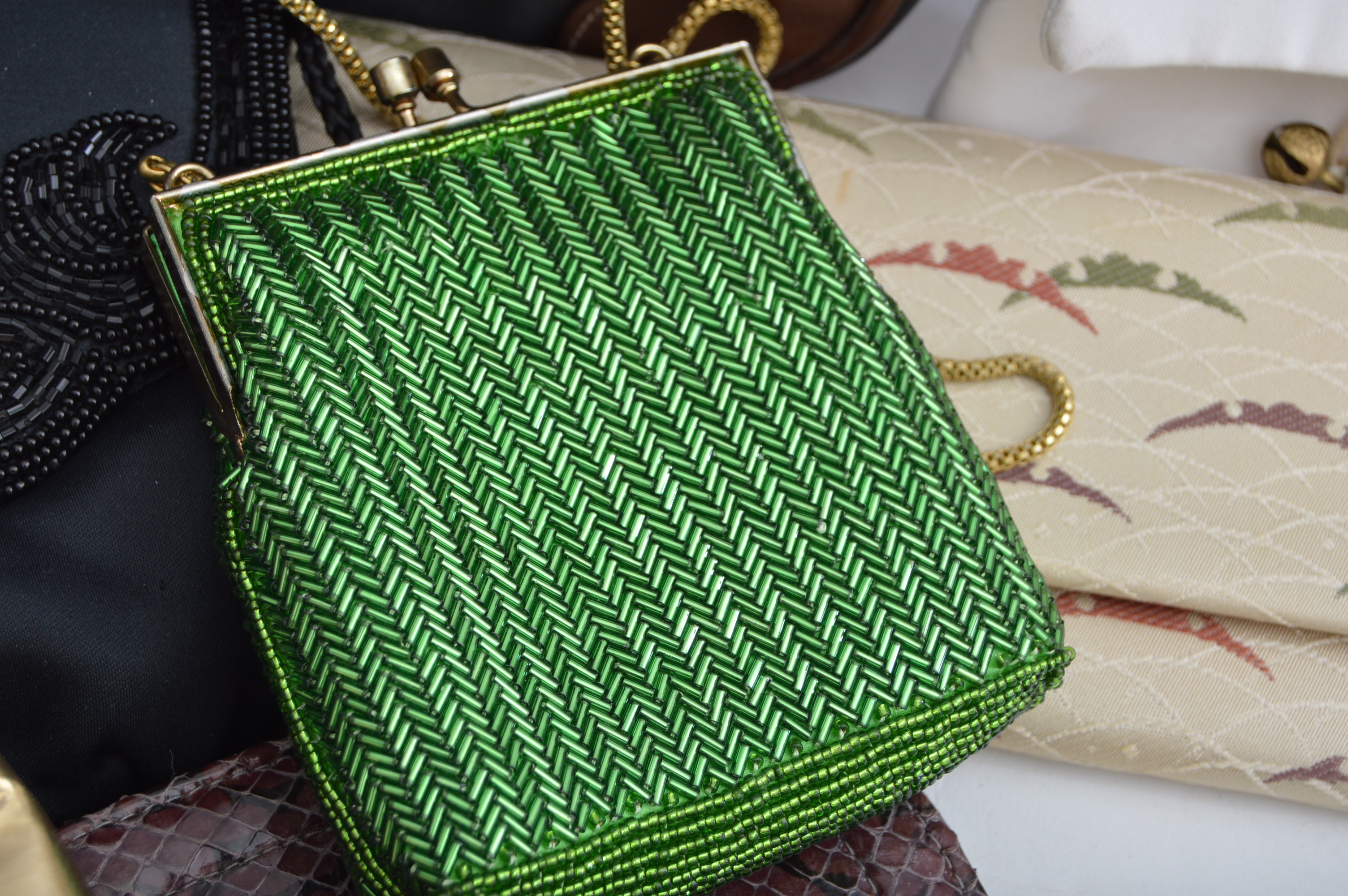 Vintage Handbags with Beaded, Eel Skin, Snakeskin