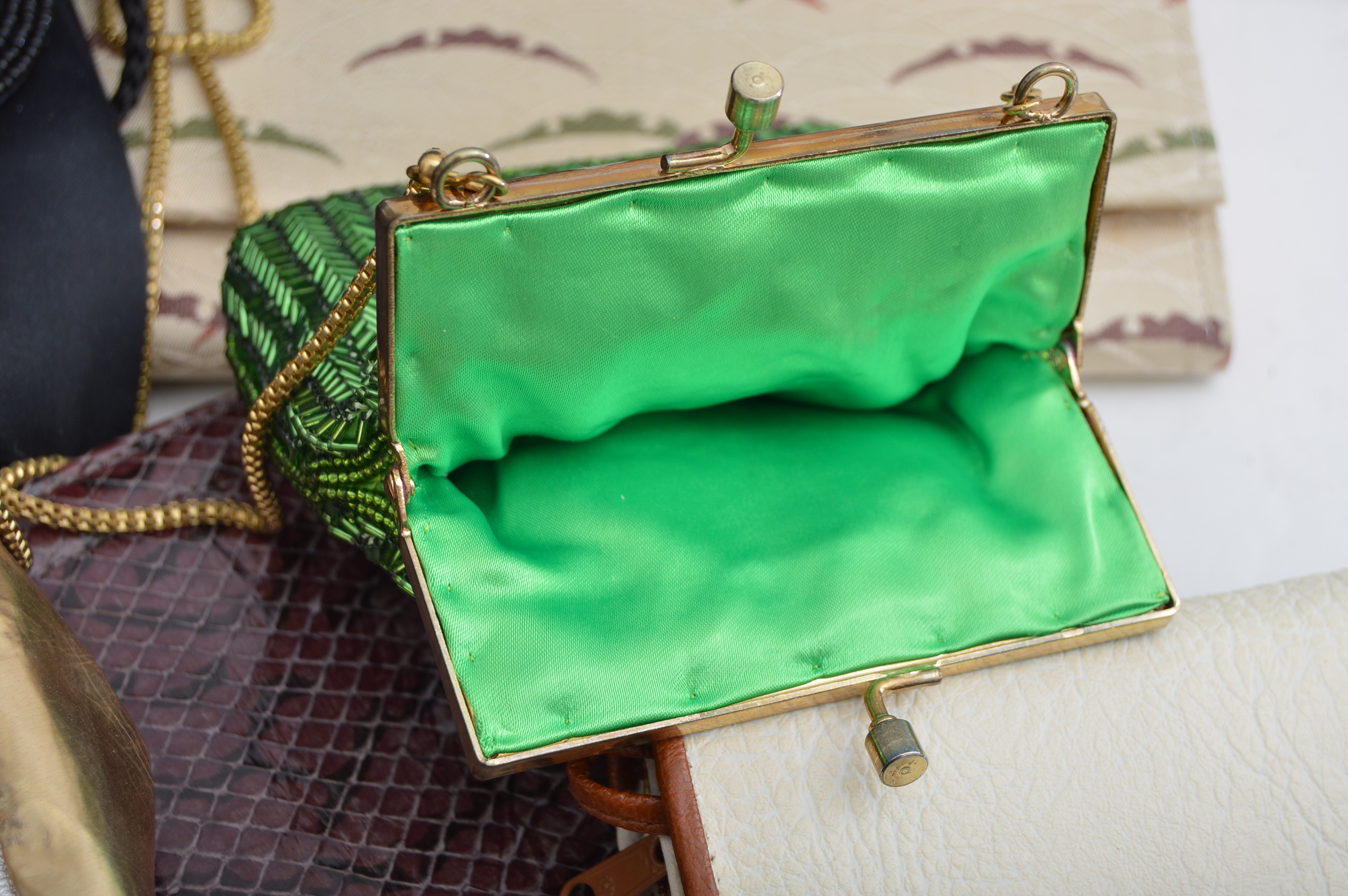 Vintage Handbags with Beaded, Eel Skin, Snakeskin