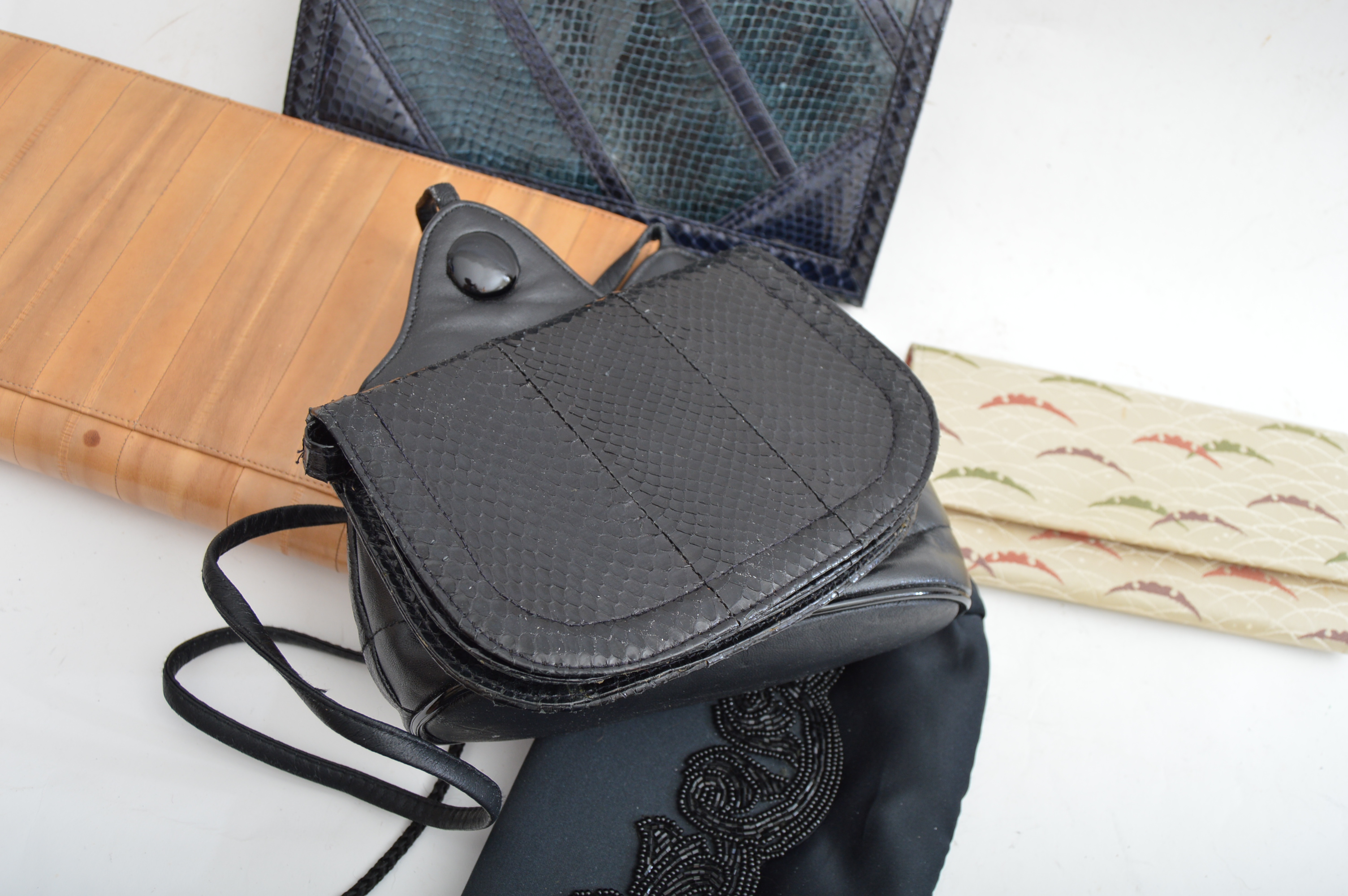 Vintage Handbags with Beaded, Eel Skin, Snakeskin