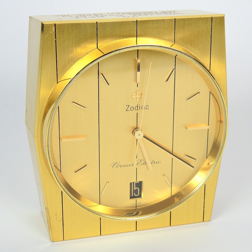 Vintage Swiss Zodiac Corsair Electric Desk Clock