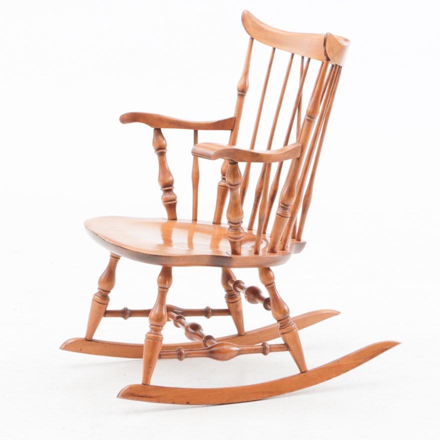 Circa 1950 Nichols and Stone Maple Colonial Style Rocking Chair