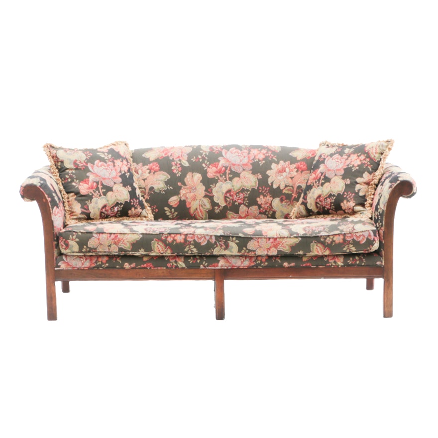 Maple Framed Floral Upholstered Sofa