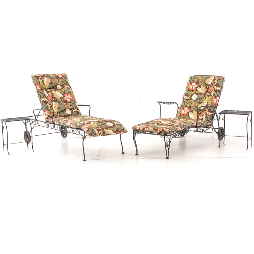 Metal Lounge Chairs and Side Tables with Solarium Outdoor Cushions