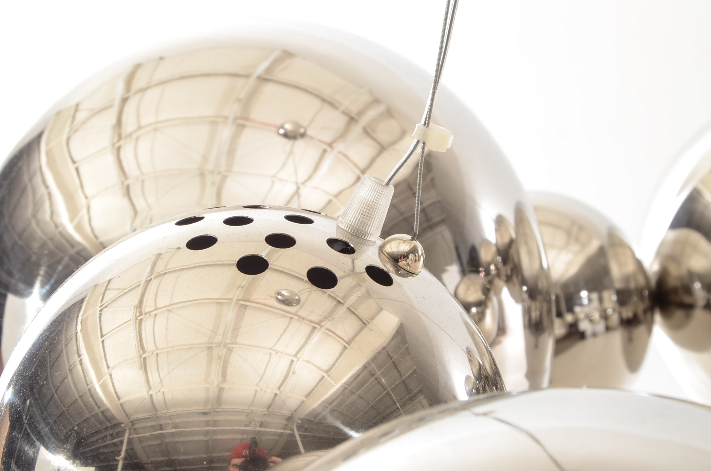 Large Archiproducts Roche Bobois Silver Globe Halogen Chandelier (Attributed)