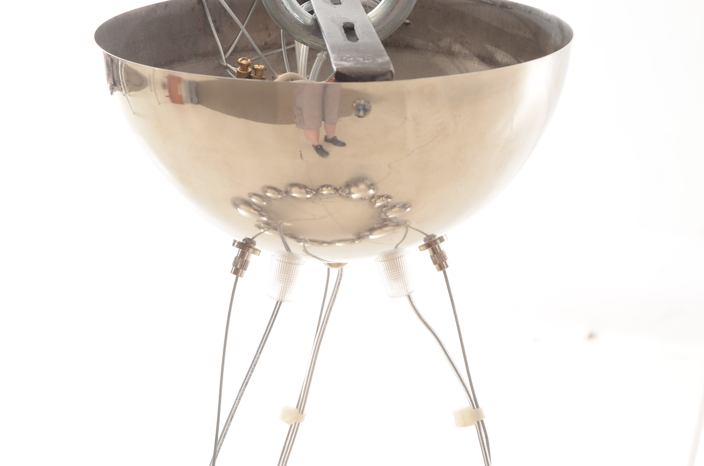 Large Archiproducts Roche Bobois Silver Globe Halogen Chandelier (Attributed)