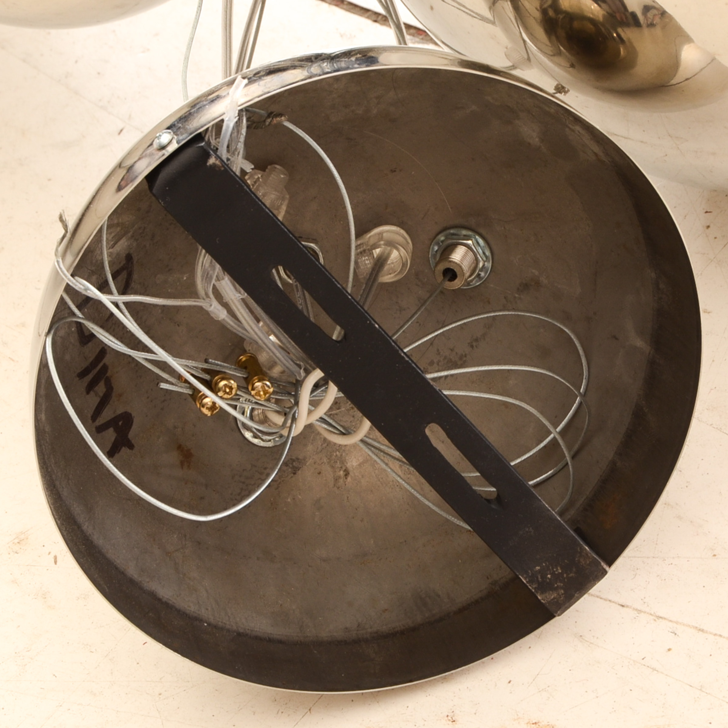 Large Archiproducts Roche Bobois Silver Globe Halogen Chandelier (Attributed)