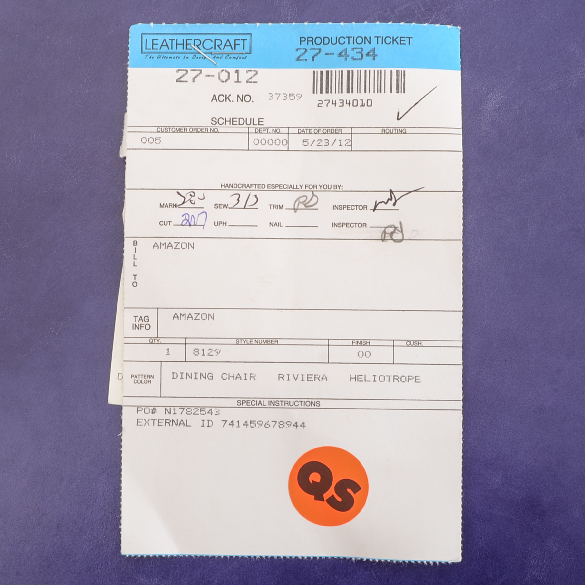 Leathercraft Riviera Heliotrope Mid Century Modern Style Dining Chair