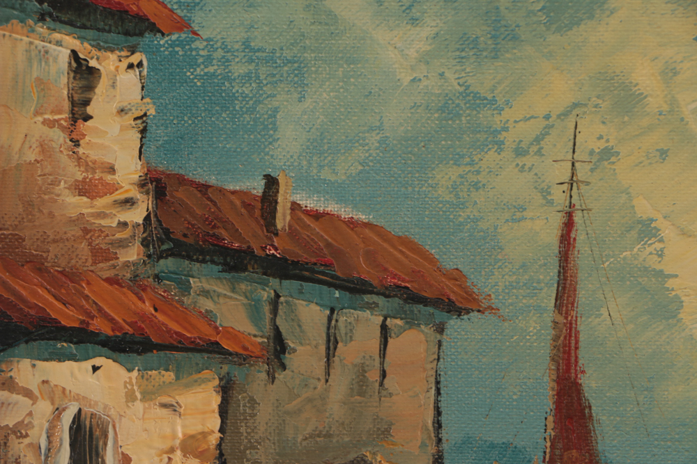 Adair Signed Oil Painting on Canvas of Mediterranean Scene