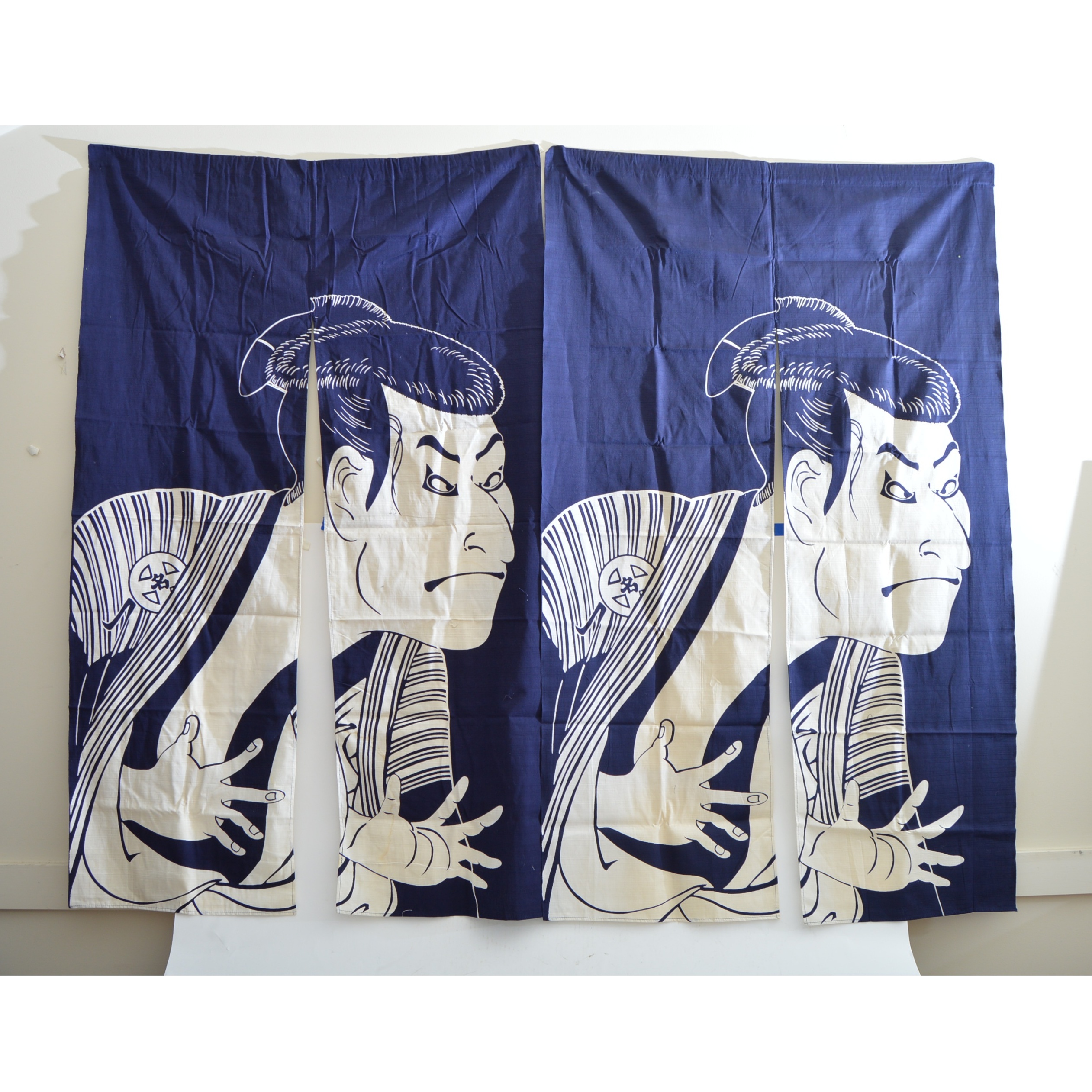 Pair of Japanese Indigo Noren Curtains