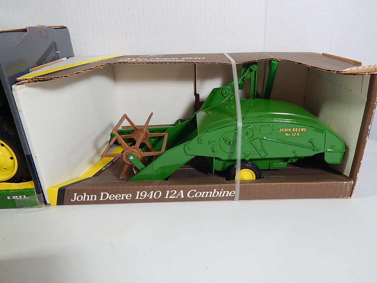 Three Ertl John Deer Tractors #7610, #420, 1940 12A Combine, New in Boxes