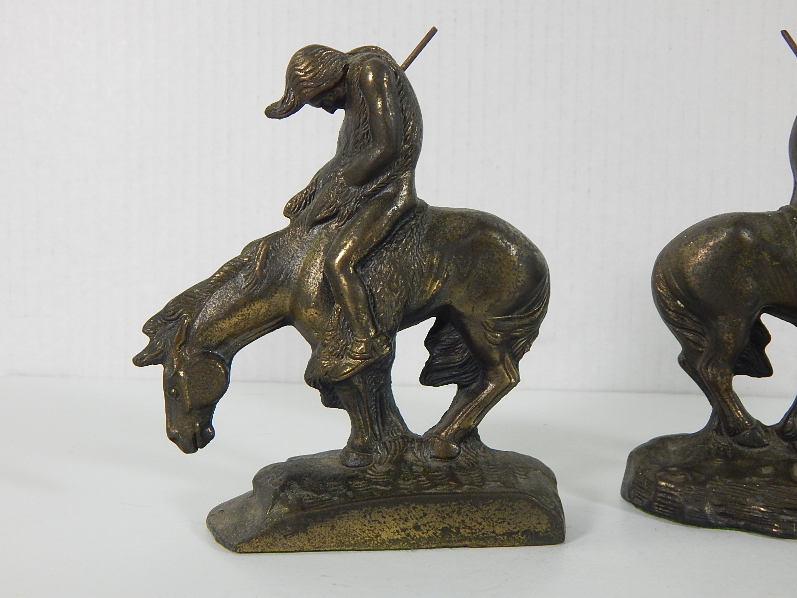 Solid Bronze after Frederick Remington "After the Trail" Bookends - Unsigned