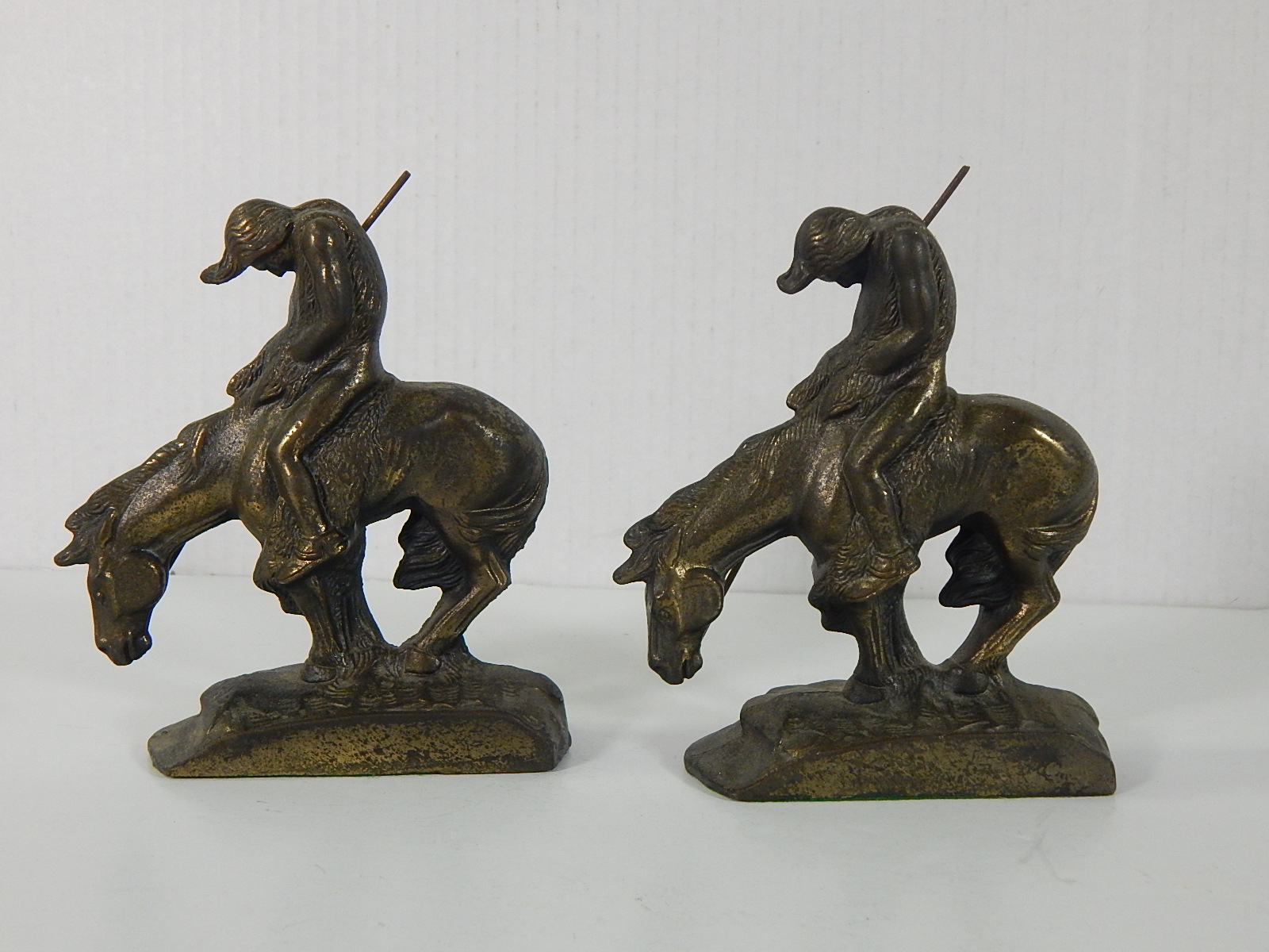 Solid Bronze after Frederick Remington "After the Trail" Bookends - Unsigned
