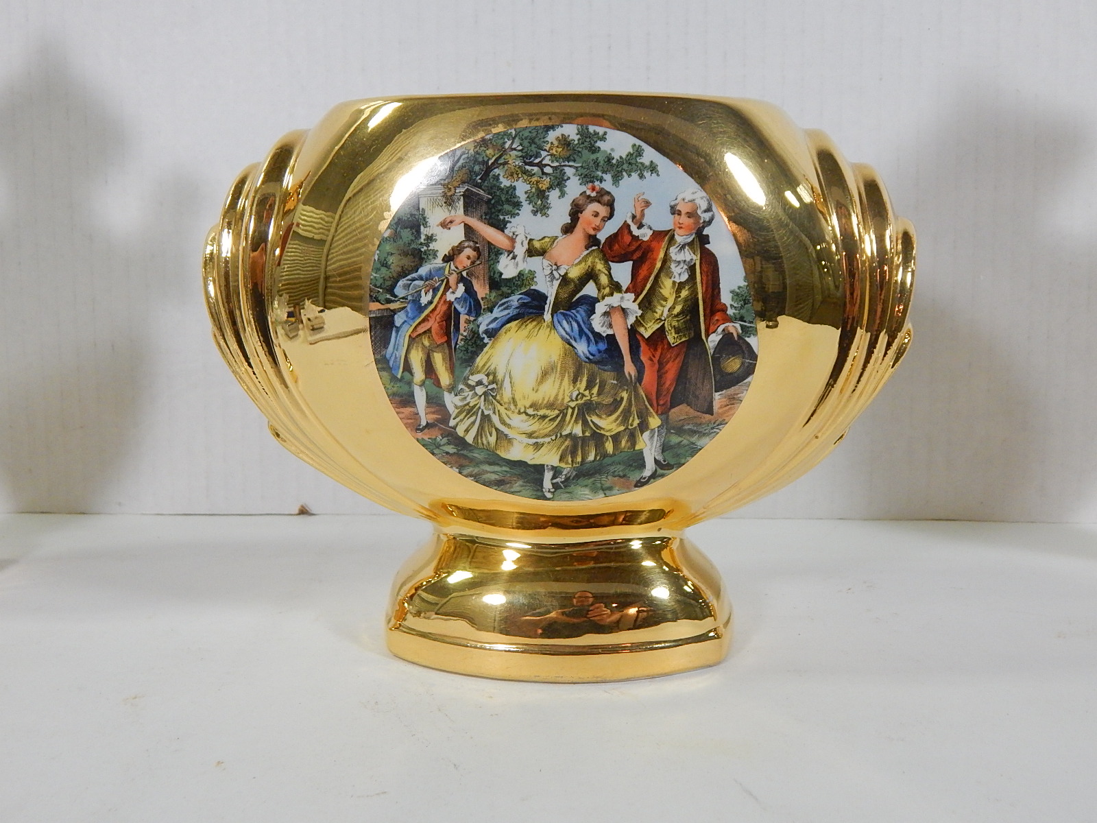 Vintage 3-Piece Warranted 22K Gold Footed Bowl and Lidded Urns