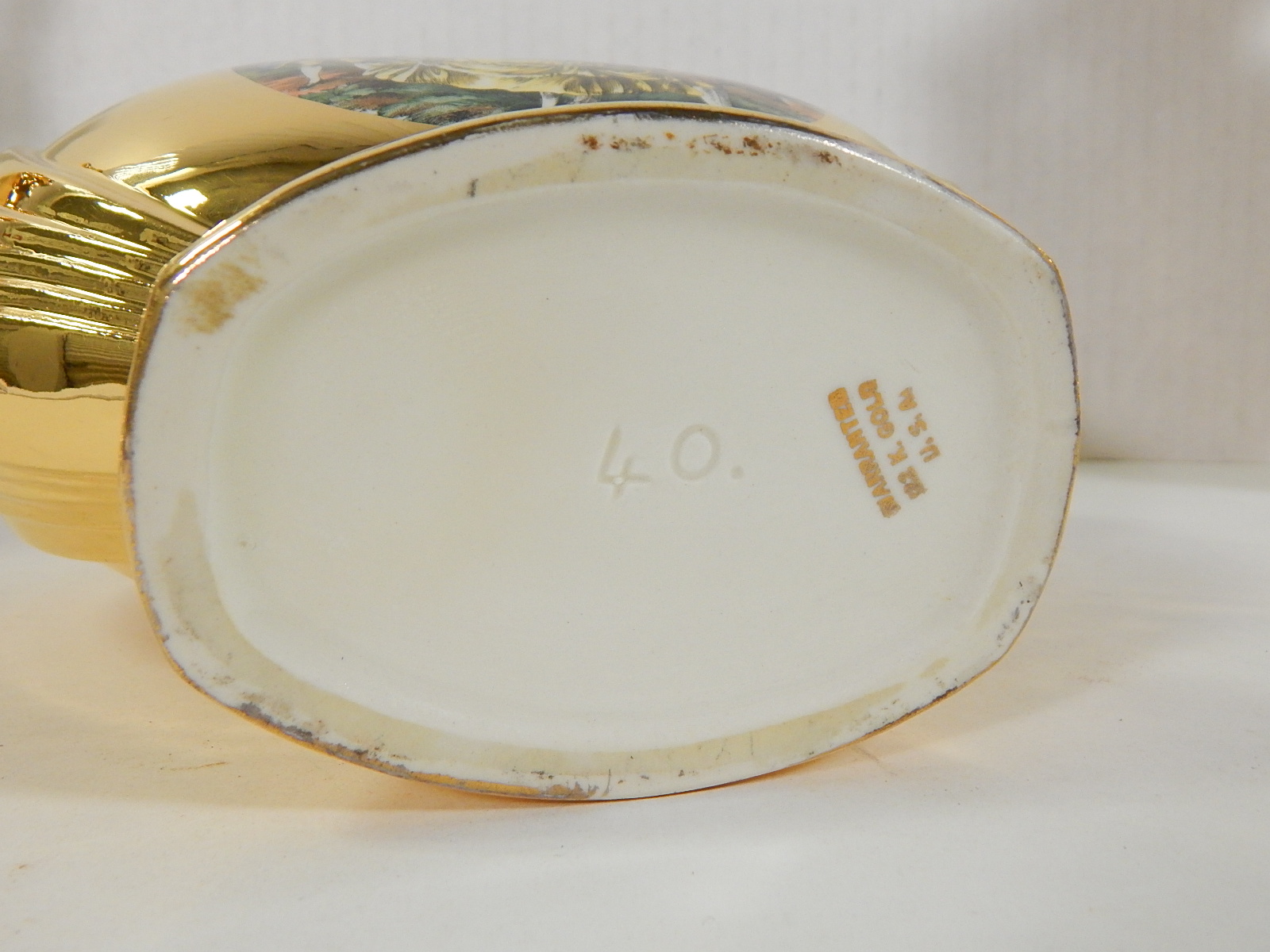 Vintage 3-Piece Warranted 22K Gold Footed Bowl and Lidded Urns