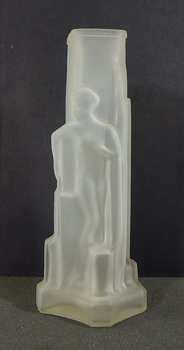 Vintage Art Deco Nude Clear Satin Glass Vase