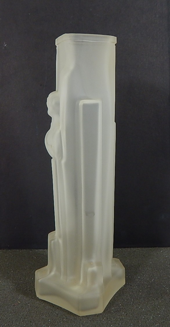 Vintage Art Deco Nude Clear Satin Glass Vase