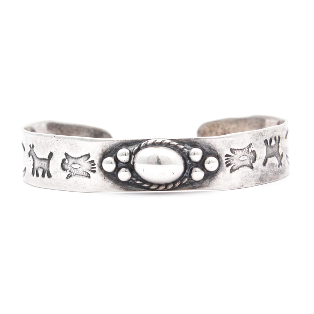 Southwestern Style Coin Silver Cuff Bracelet