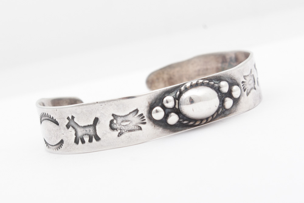 Southwestern Style Coin Silver Cuff Bracelet