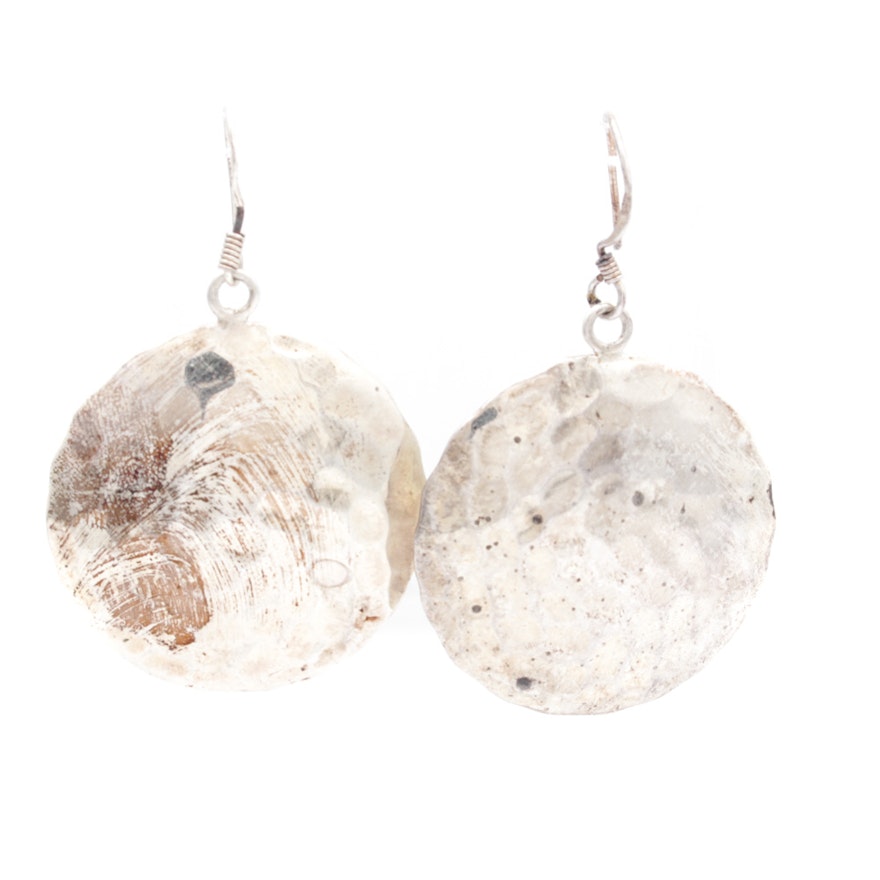 Sterling Silver Hammered Disc Earrings