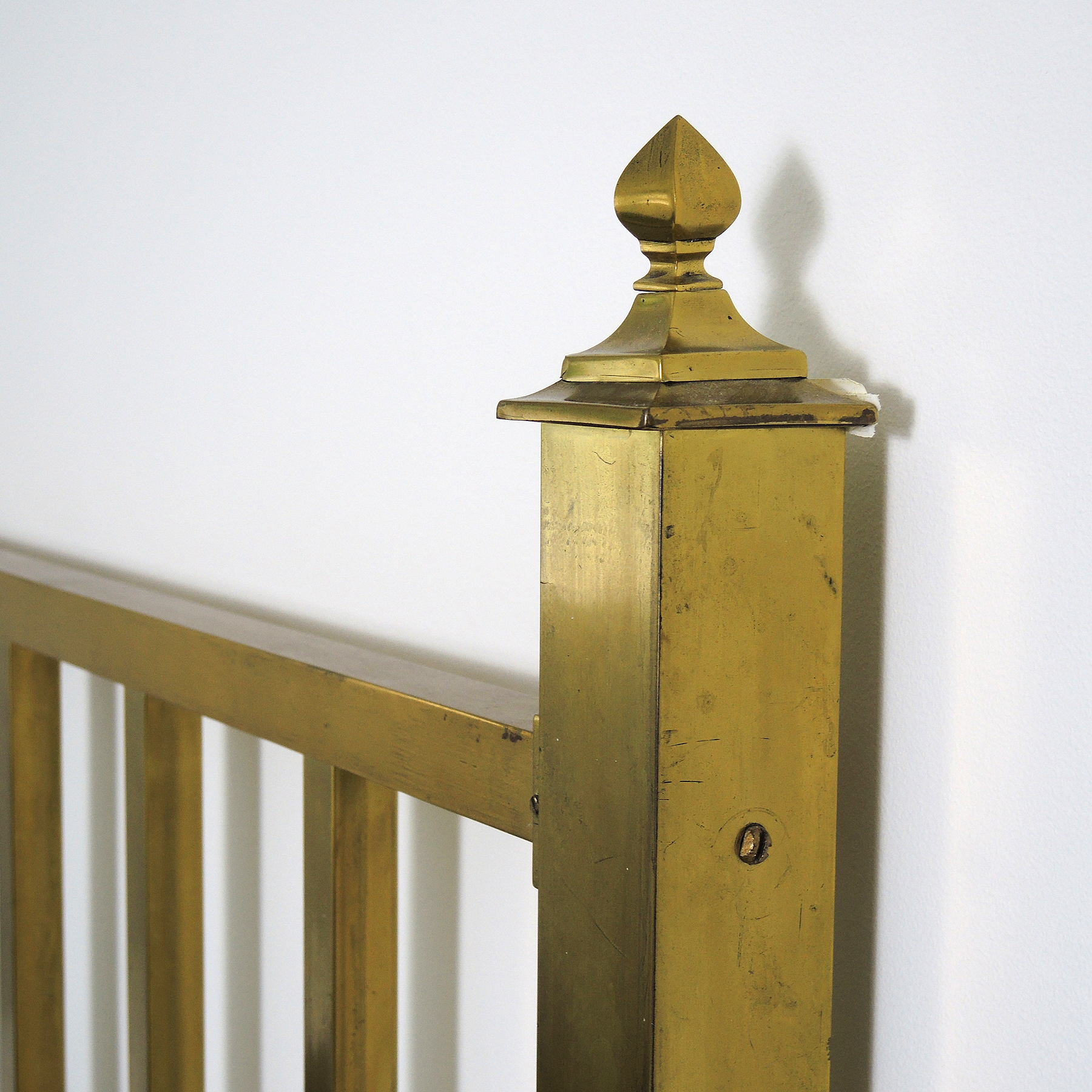 Brass Bed Featuring Posturepedic Grant Park Plush Mattress and Boxspring