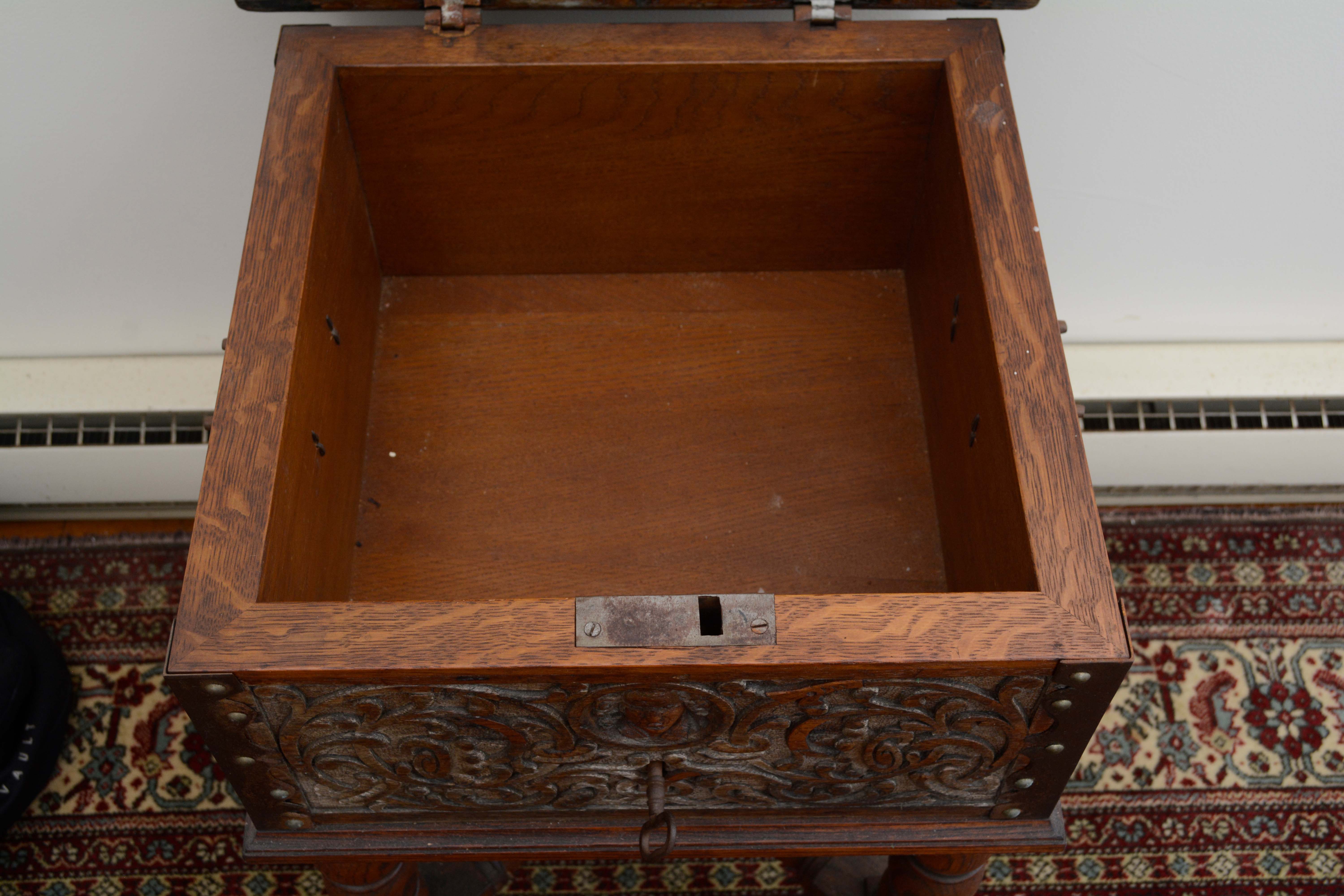 Antique Ornately Carved Box on Stand