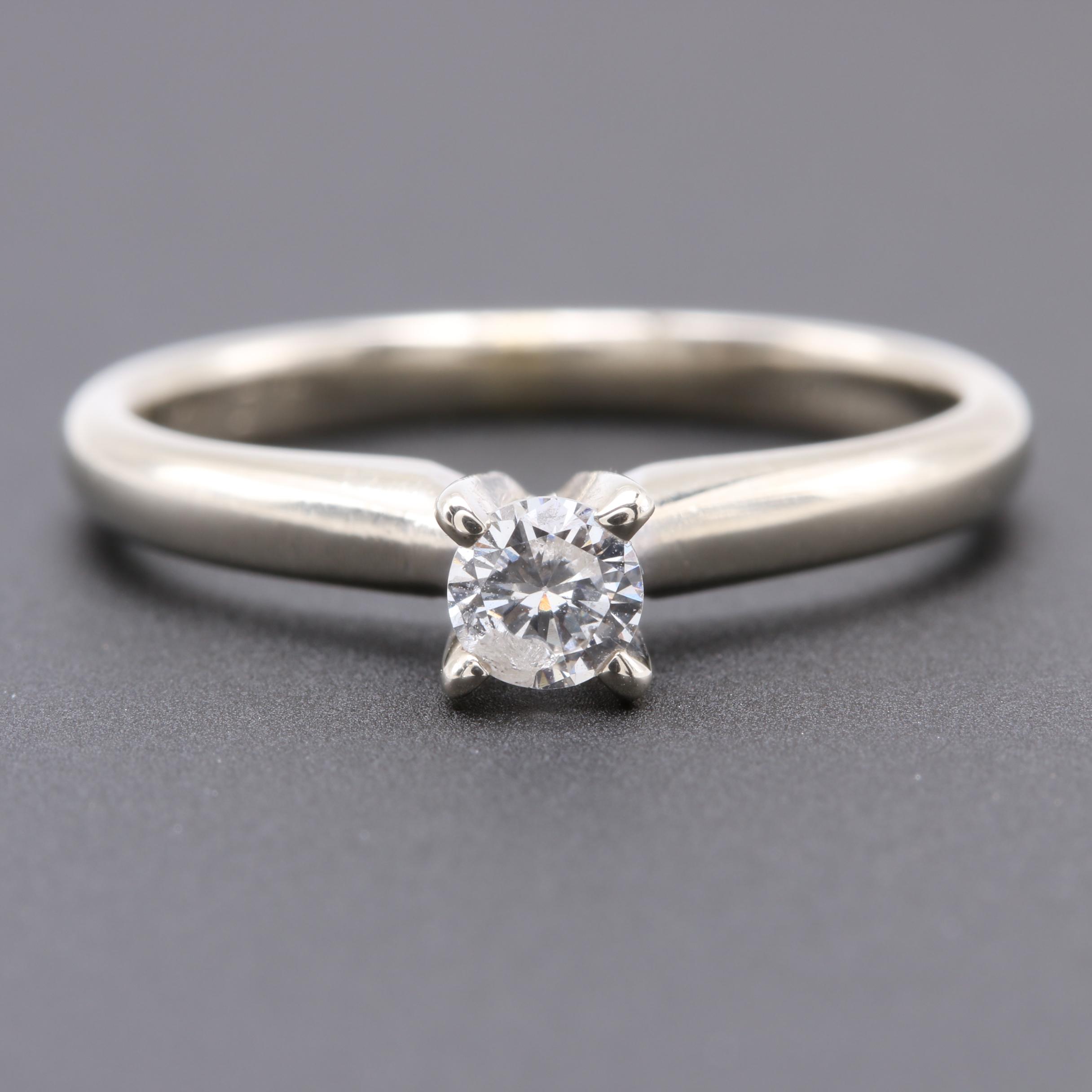 10K White Gold Diamond Solitaire Ring