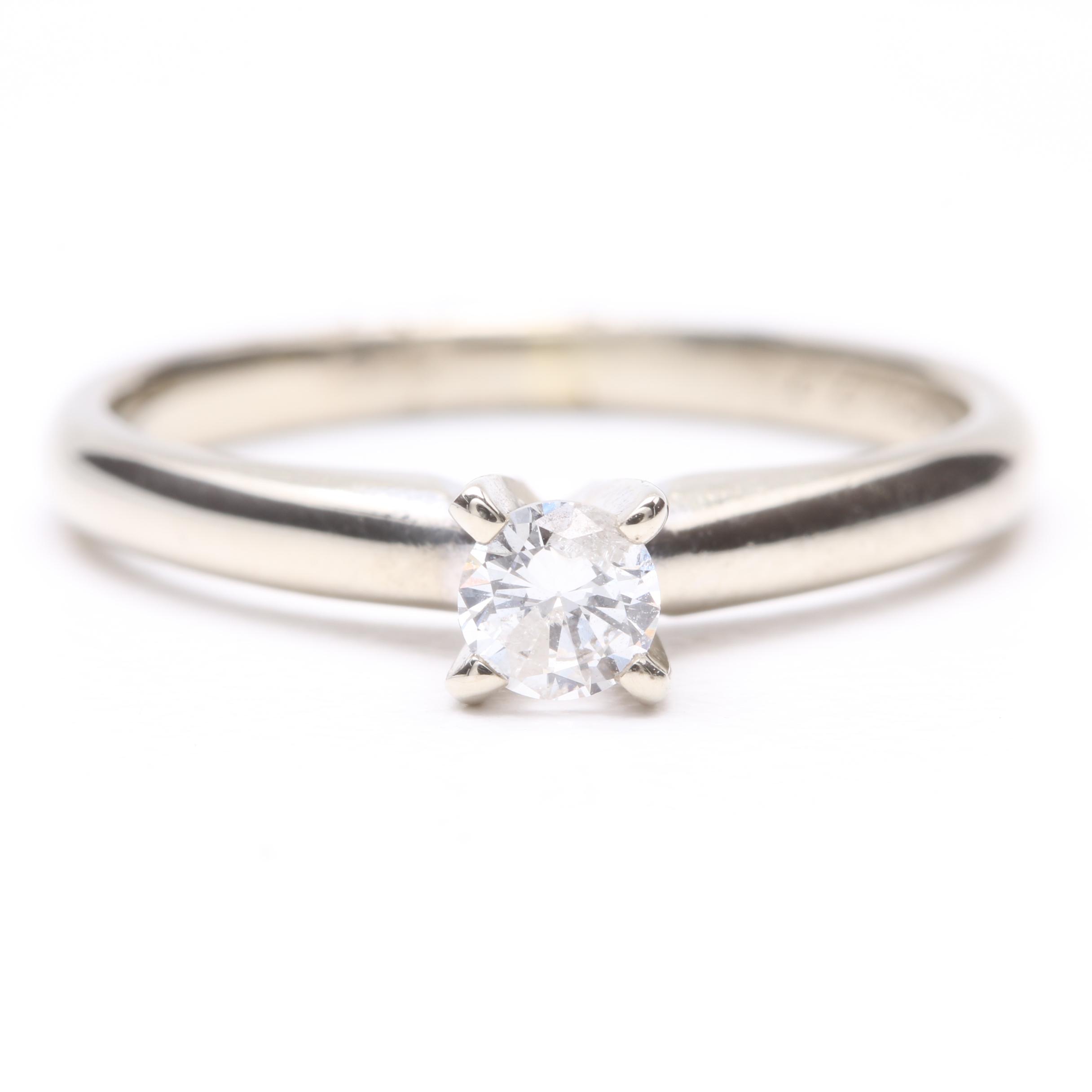 10K White Gold Diamond Solitaire Ring