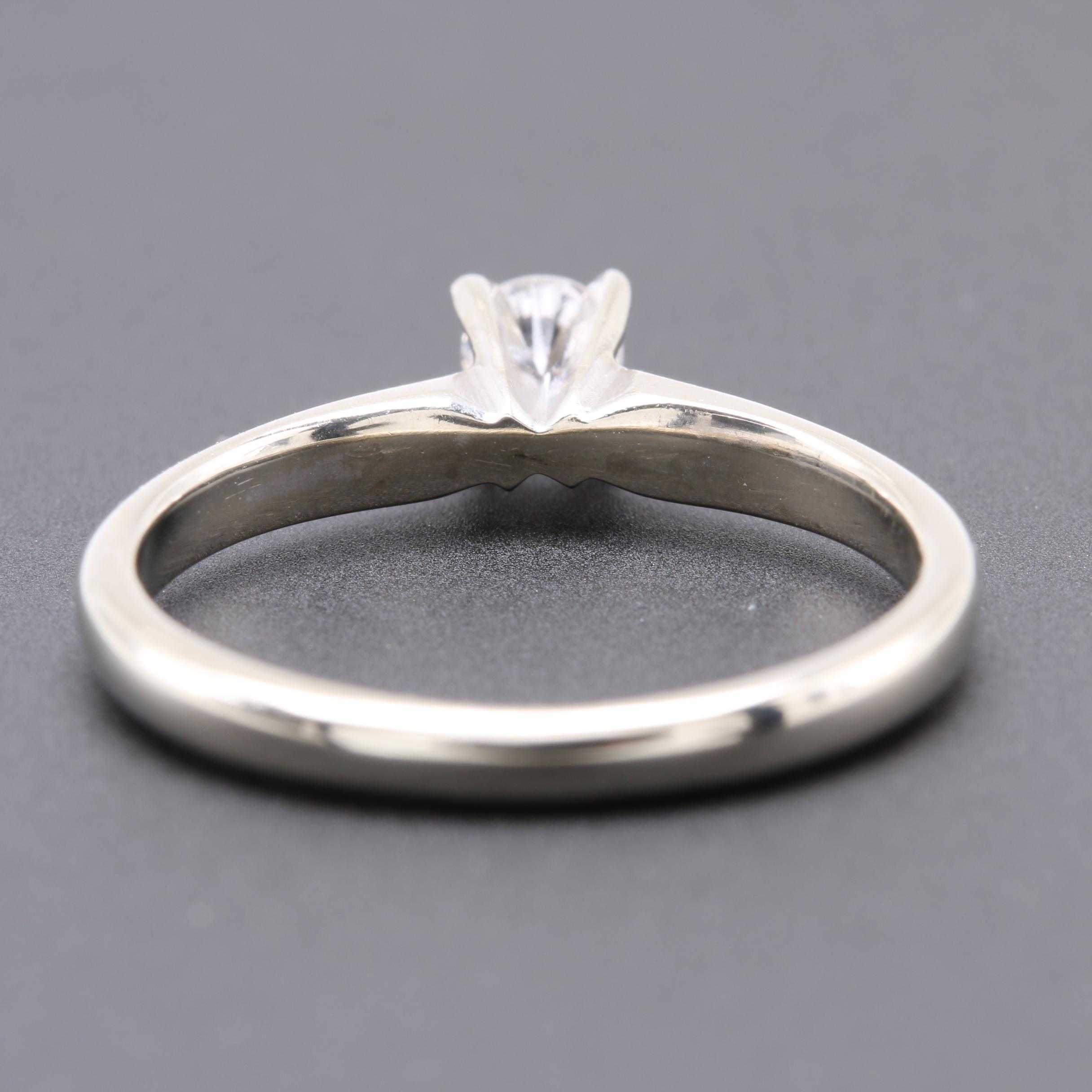 10K White Gold Diamond Solitaire Ring