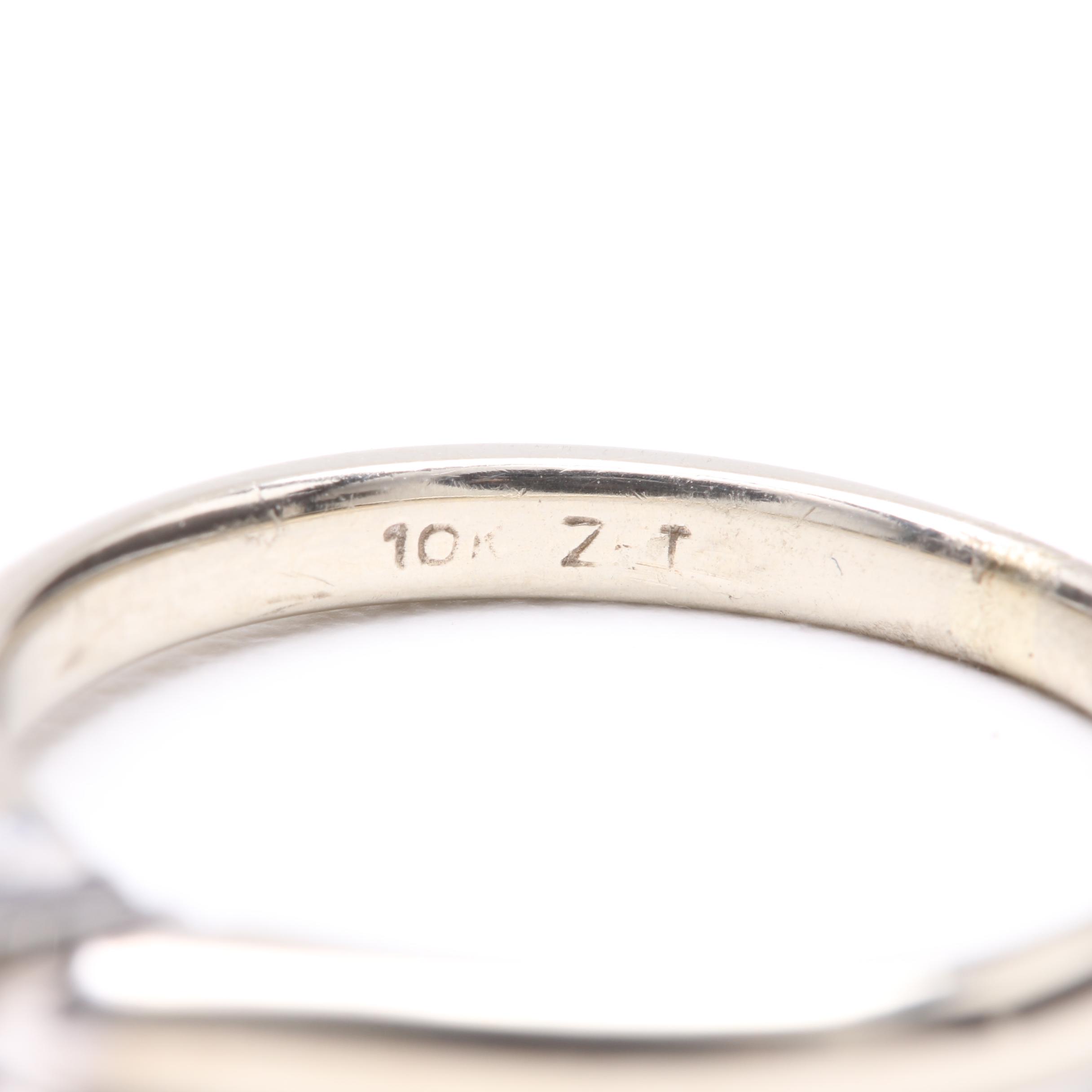 10K White Gold Diamond Solitaire Ring