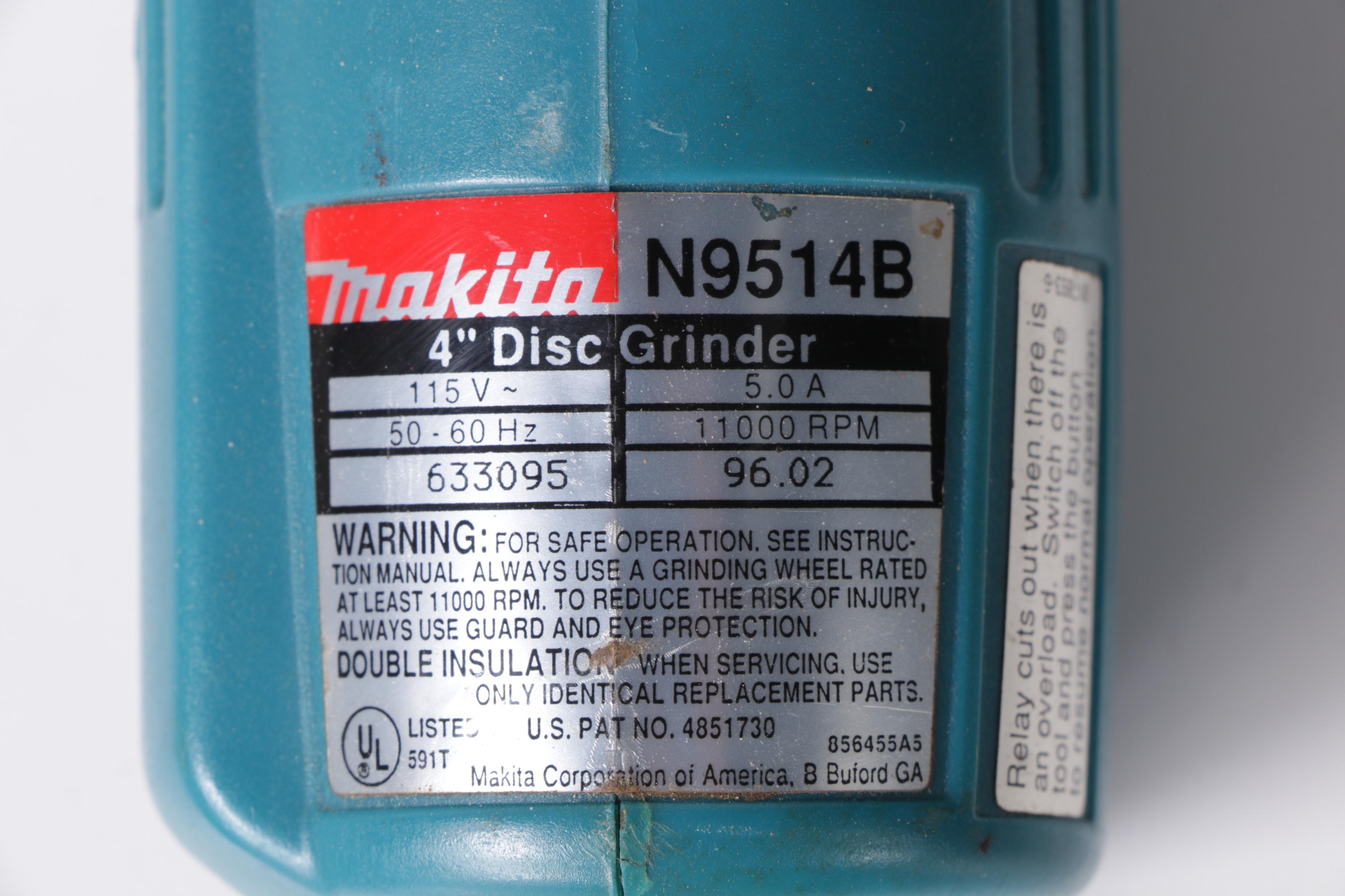 Makita Corded Power Tools Including Saws, a Disc Grinder, and Hand-Held Sanders