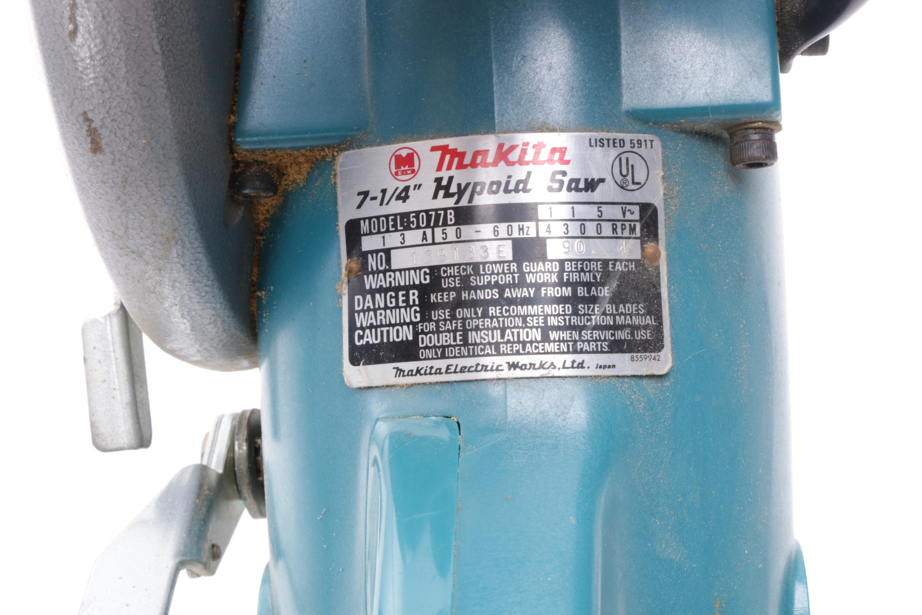 Makita Corded Power Tools Including Saws, a Disc Grinder, and Hand-Held Sanders