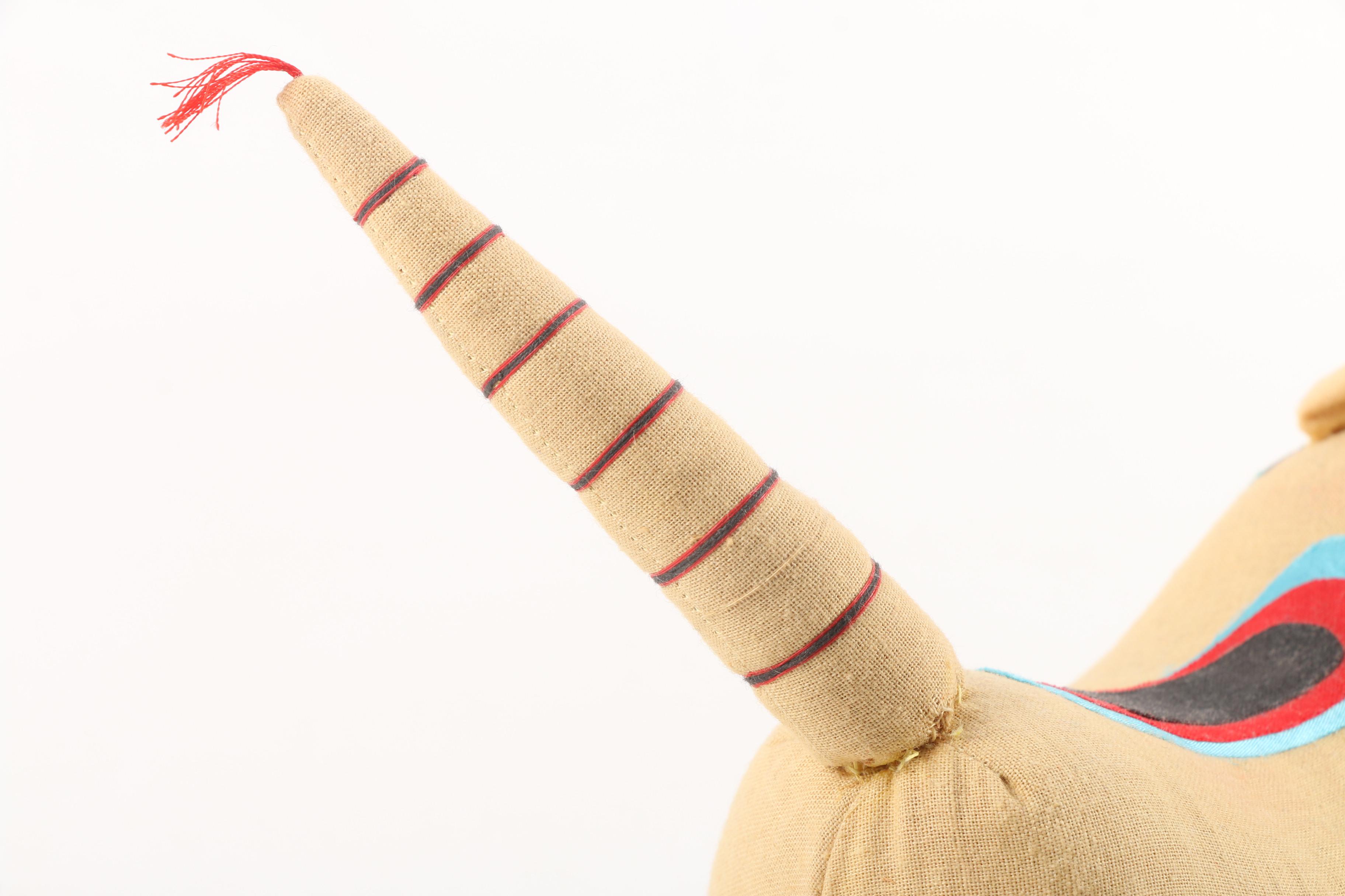 Chinese Stuffed Mouse and Mexican Huichol Style Yarn Wrapped Art Pottery Bird