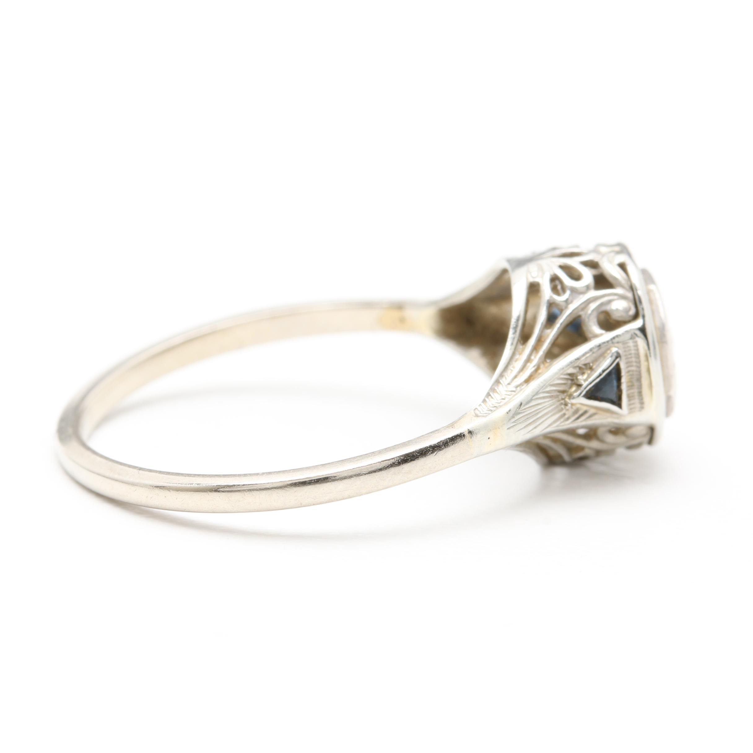 14K and 18K White Gold Diamond and Synthetic Blue Sapphire Ring