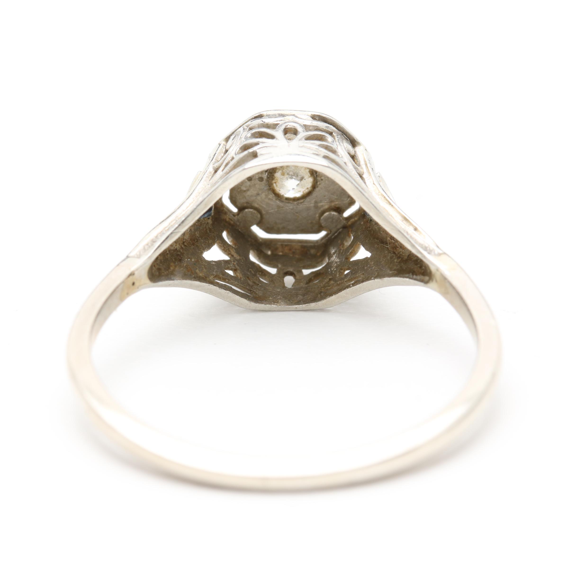 14K and 18K White Gold Diamond and Synthetic Blue Sapphire Ring