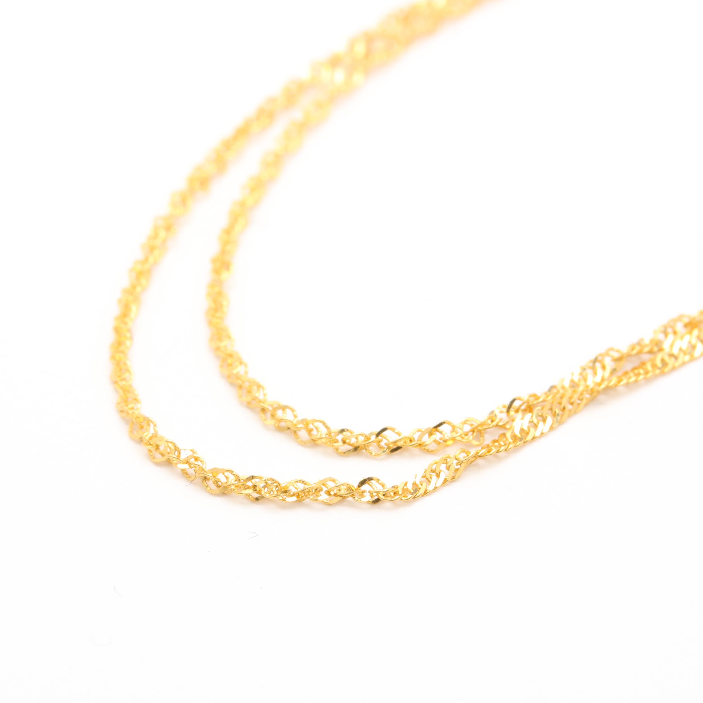 18K Yellow Gold Pendant Necklace and Earrings