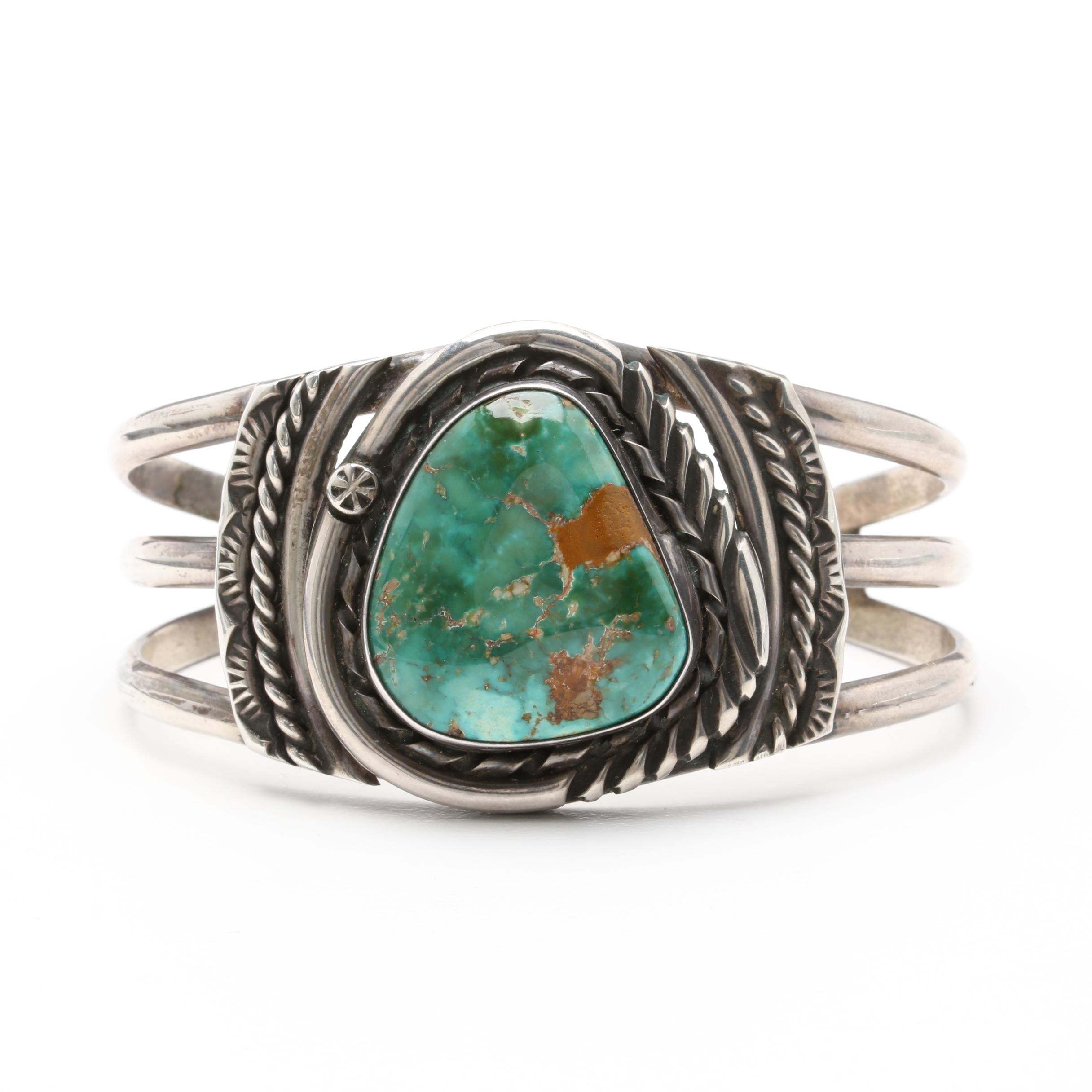 Southwest Style Sterling Silver Turquoise Cuff Bracelet