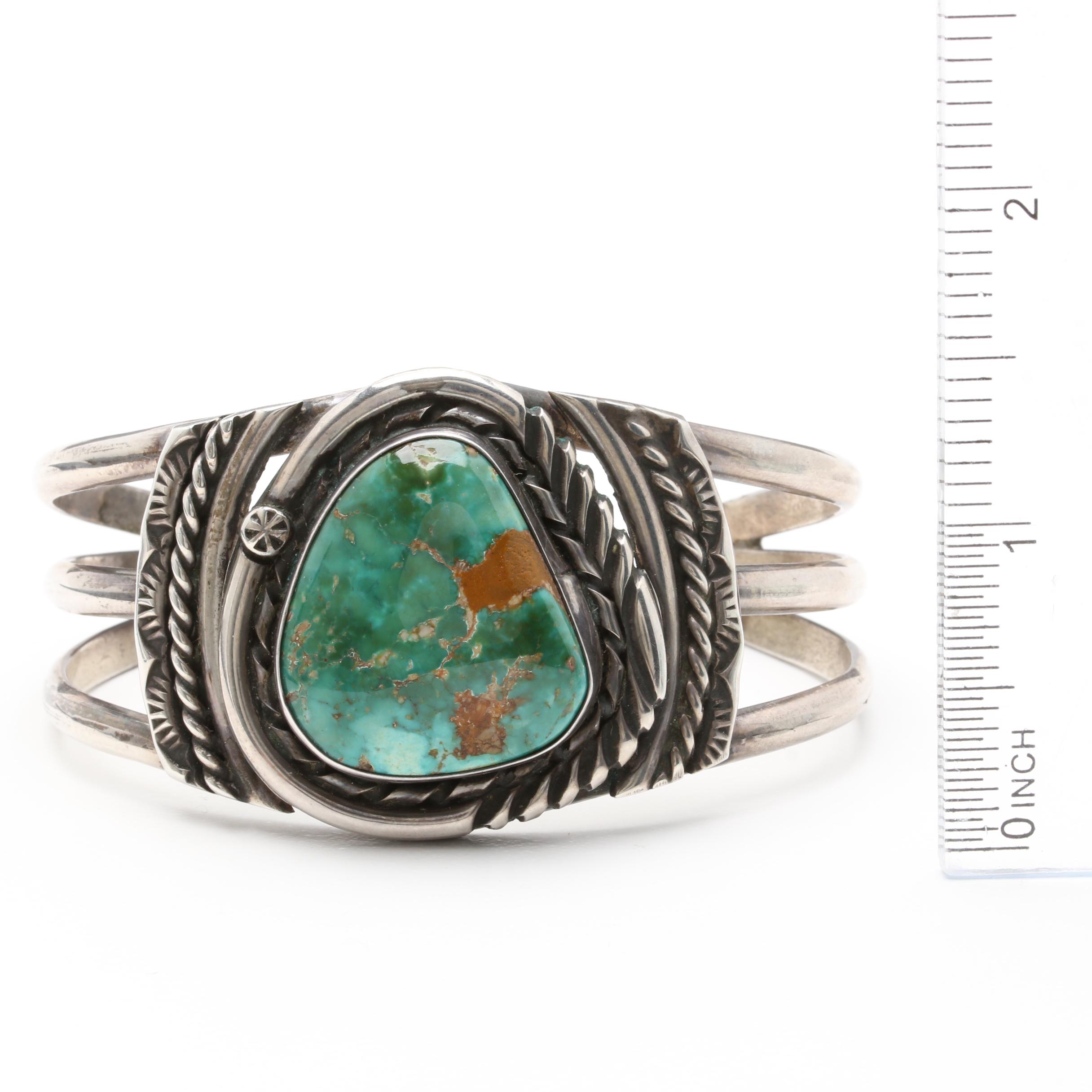 Southwest Style Sterling Silver Turquoise Cuff Bracelet