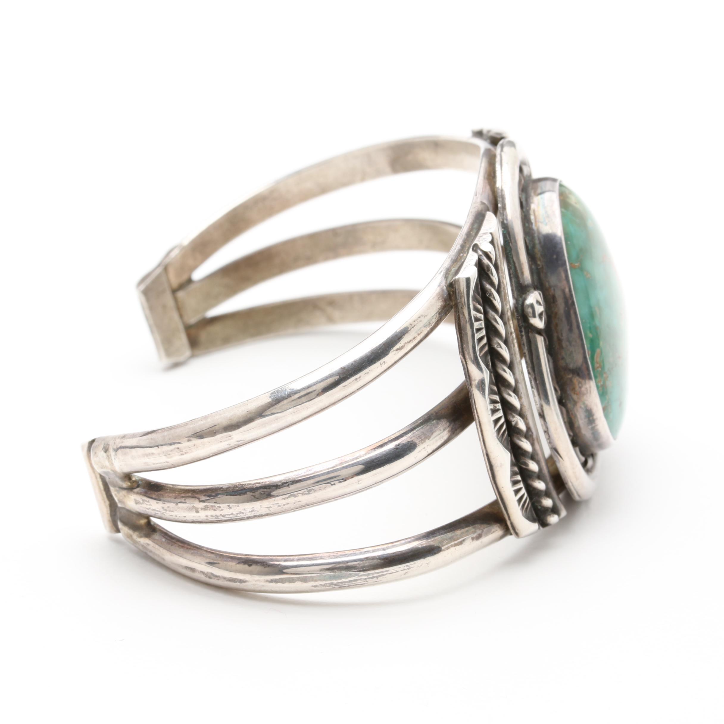 Southwest Style Sterling Silver Turquoise Cuff Bracelet