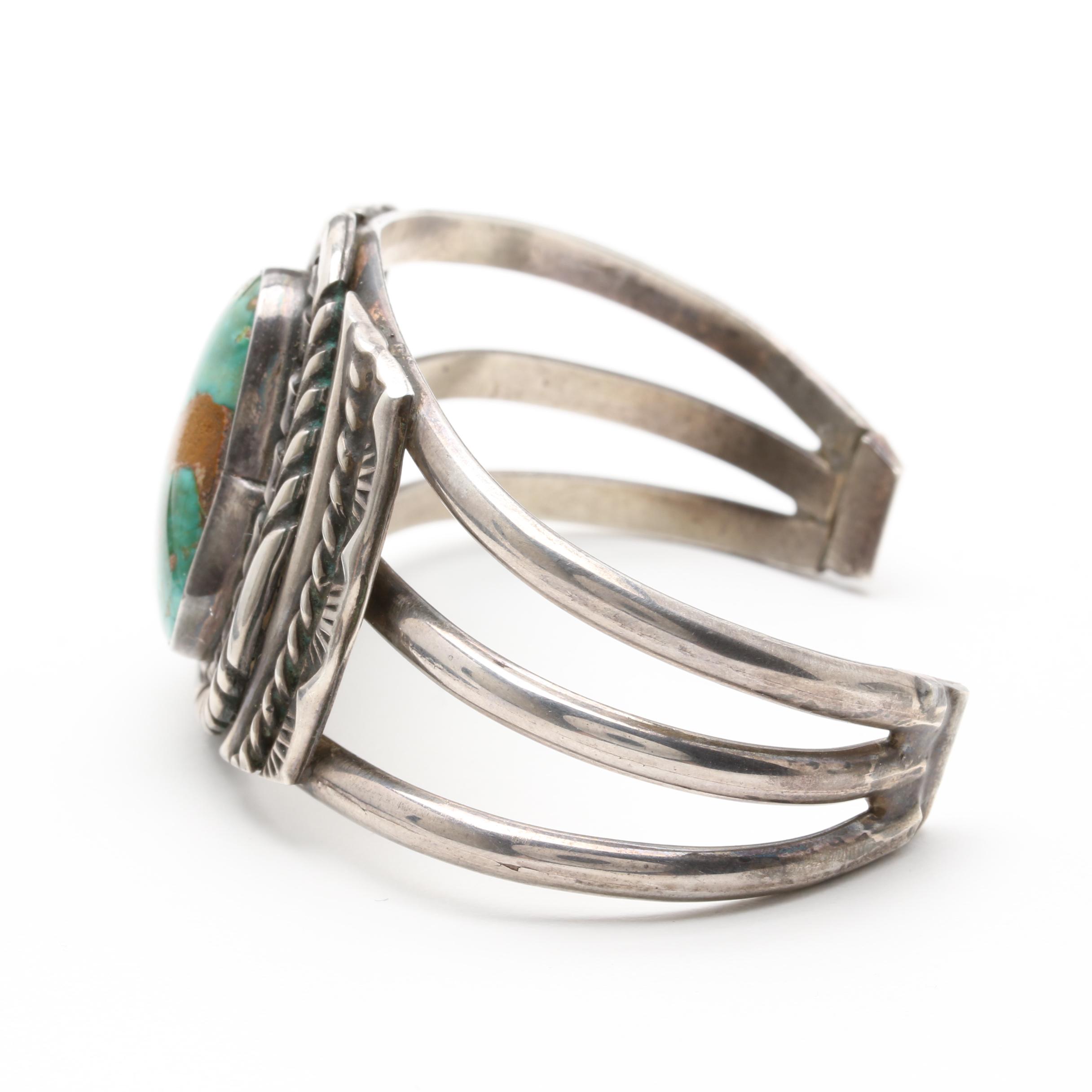 Southwest Style Sterling Silver Turquoise Cuff Bracelet