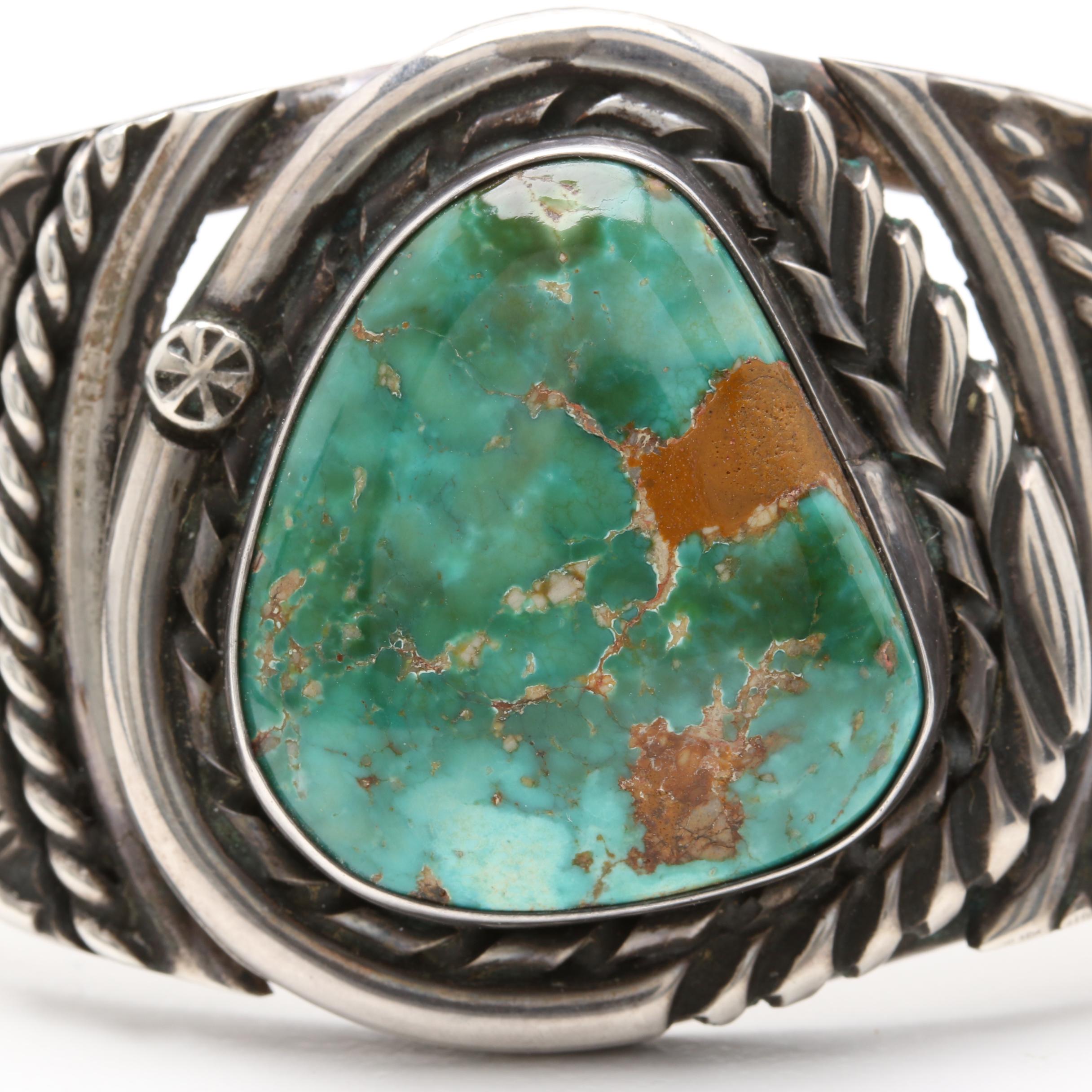 Southwest Style Sterling Silver Turquoise Cuff Bracelet