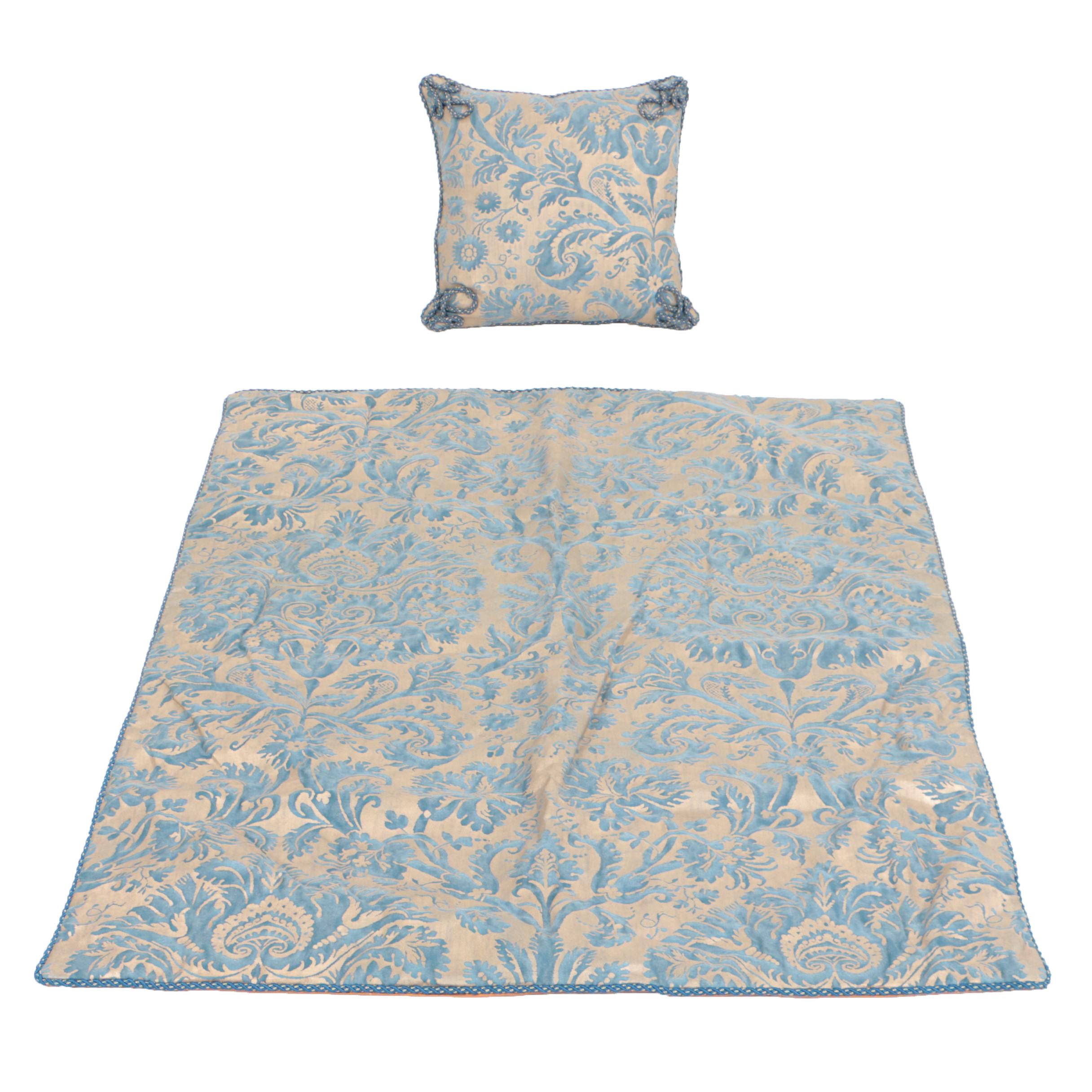 Fortuny "De Medici" Custom Made Coverlet and Accent Pillow