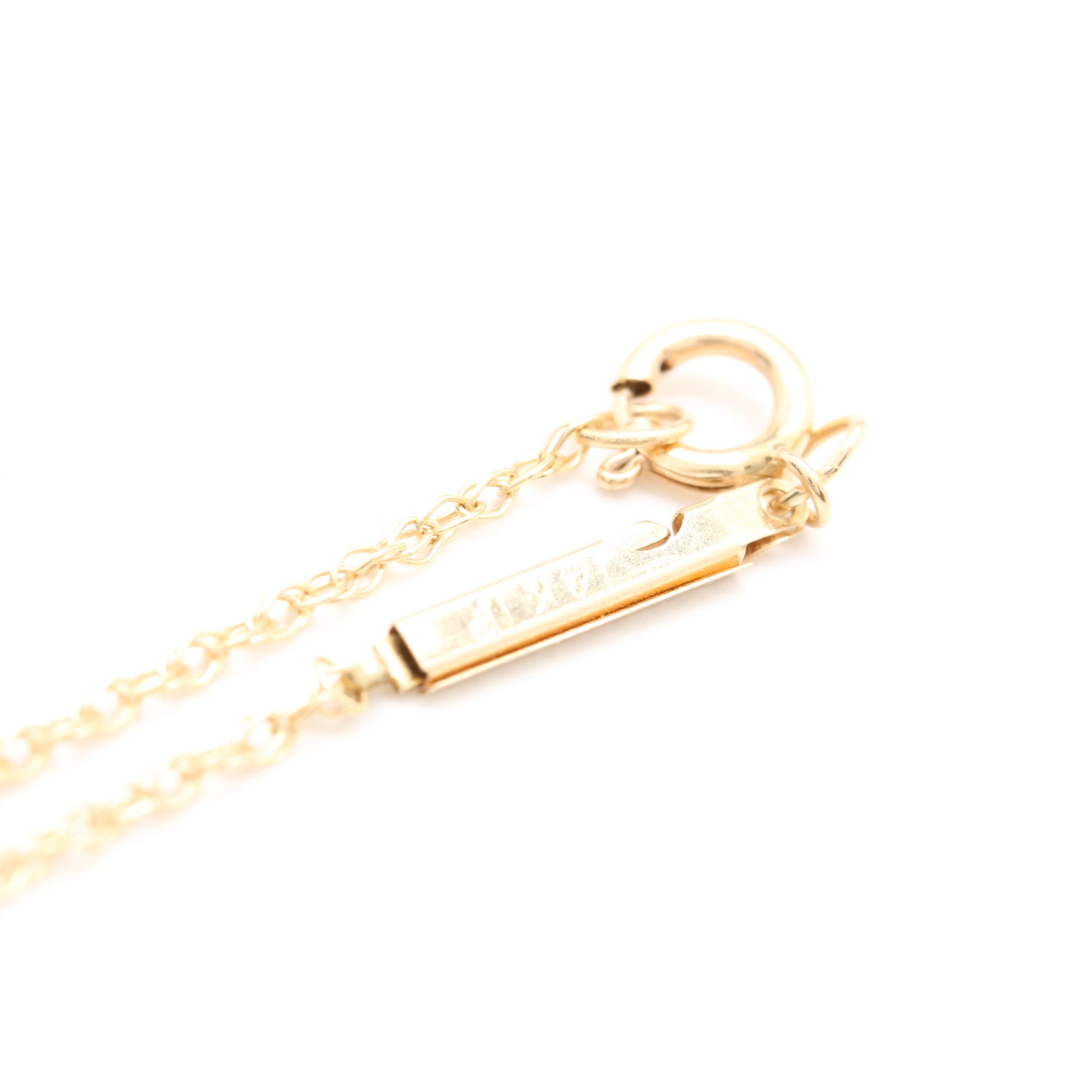 14K Yellow Gold Blue Topaz Pendant Necklace