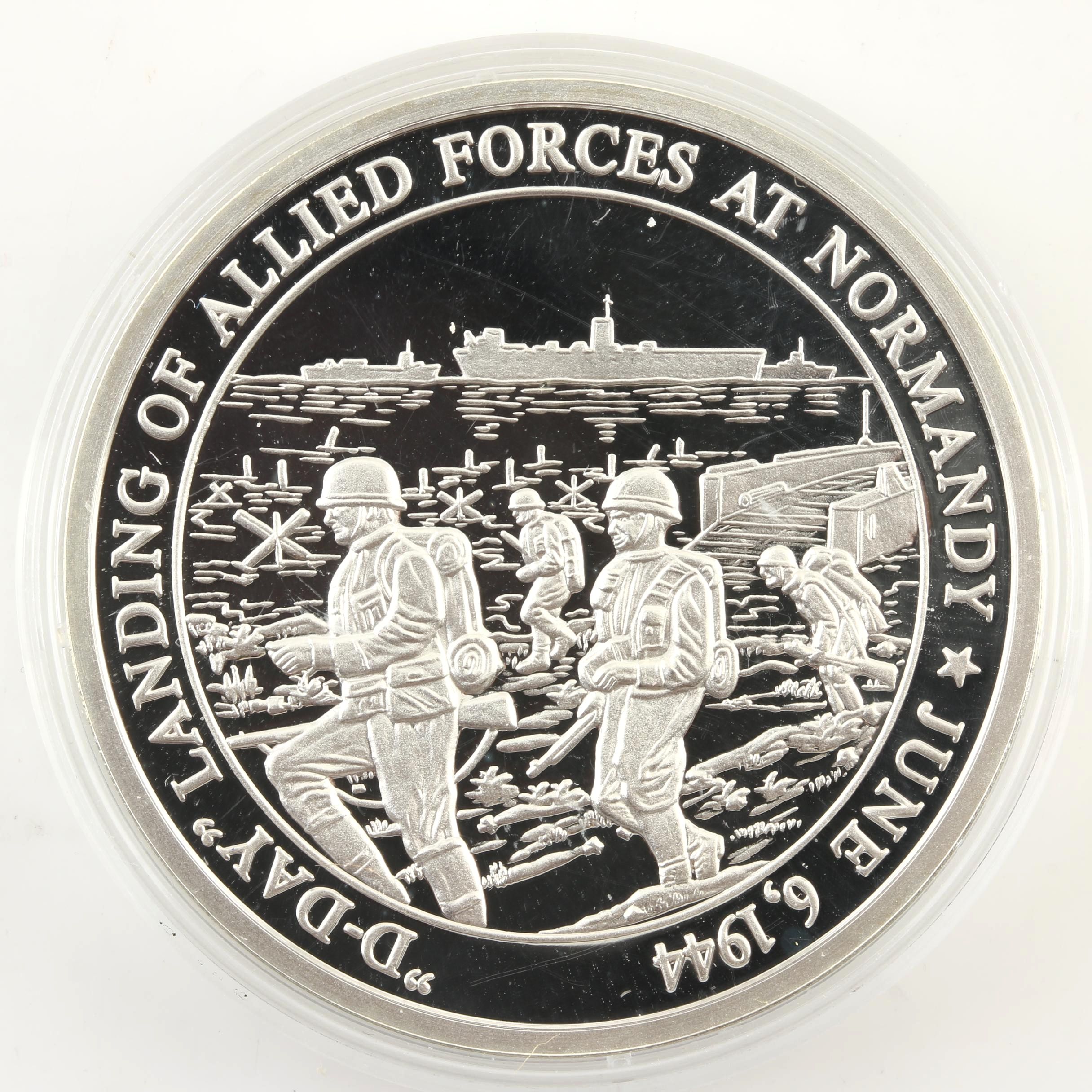 Apollo 14 Silver Mini Coin and a D-Day Commemorative Silver Metal